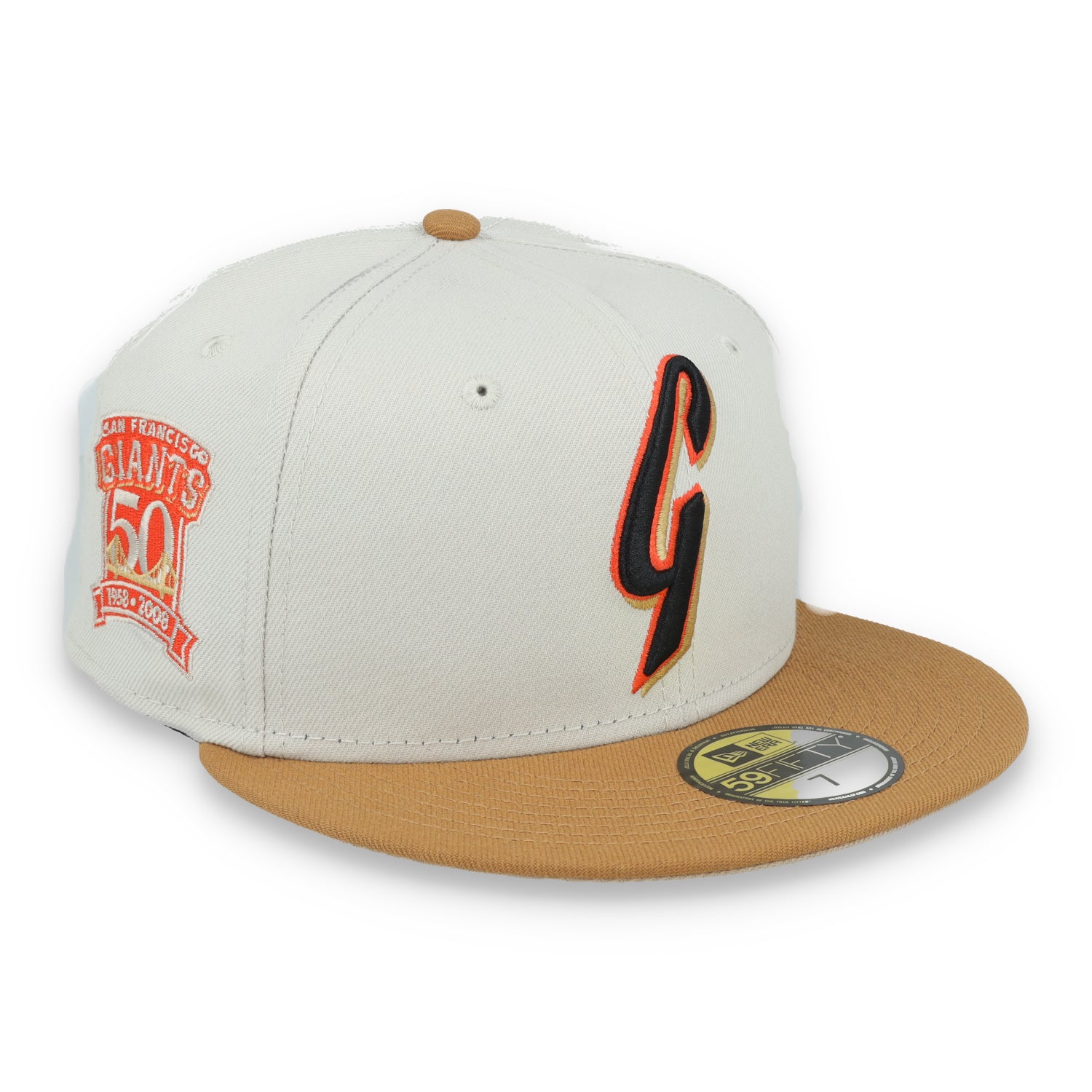 New Era San Francisco Giants 50th Anniversary Side Patch 59IFTY Fitted hat- Chrome/Light Bronze