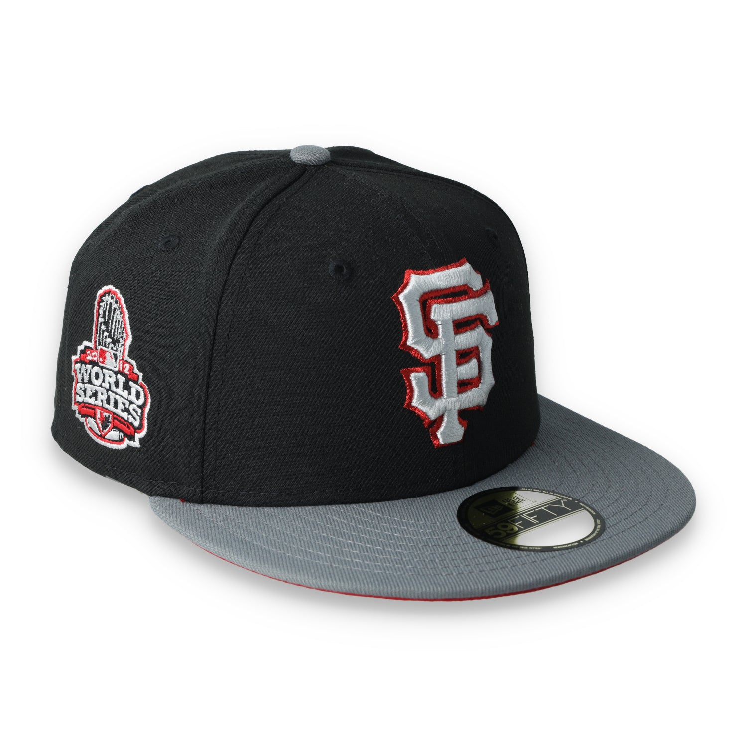 New Era San Francisco Giants 2012 World Series Side Patch Metallic 59FIFTY Fitted Hat- Black/Grey/Red