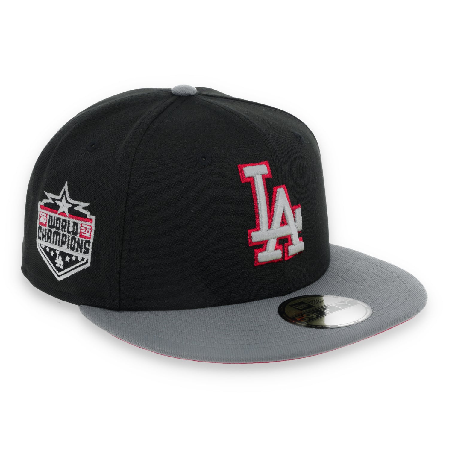 New Era Los Angeles Dodgers 2020 World Series Side Patch Metallic 59FIFTY Fitted Hat- Black/Grey/Red