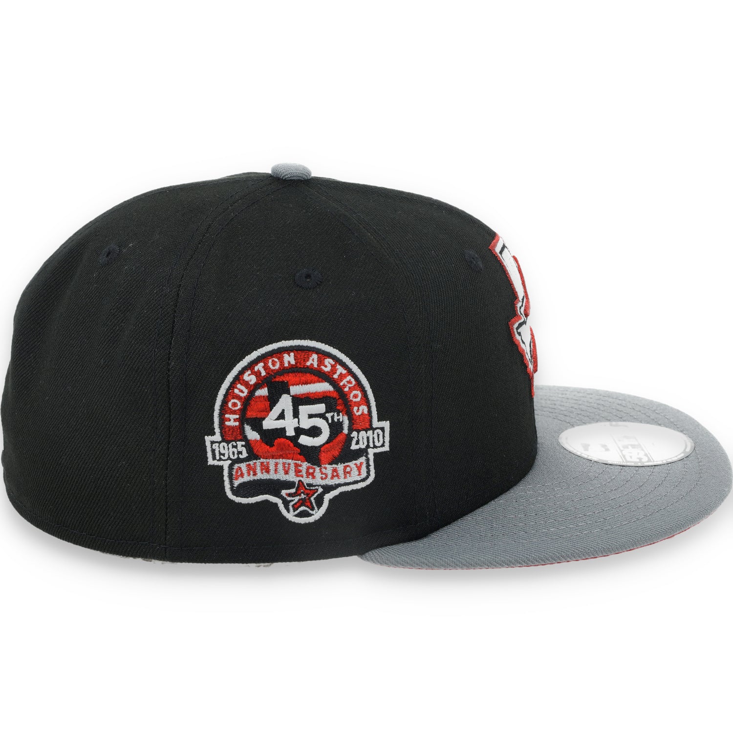 New Era Houston Astros 45th Anniversary Side Patch Metallic 59FIFTY Fitted Hat- Black/Grey/Red