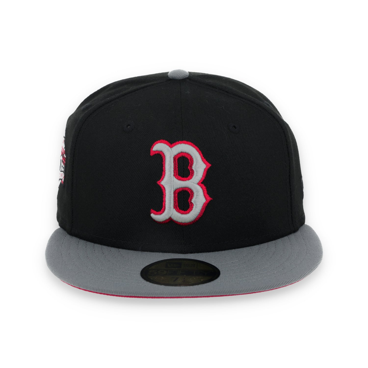 New Era Boston Red Sox 90th Anniversary Side Patch Metallic 59FIFTY Fitted Hat- Black/Grey/Red