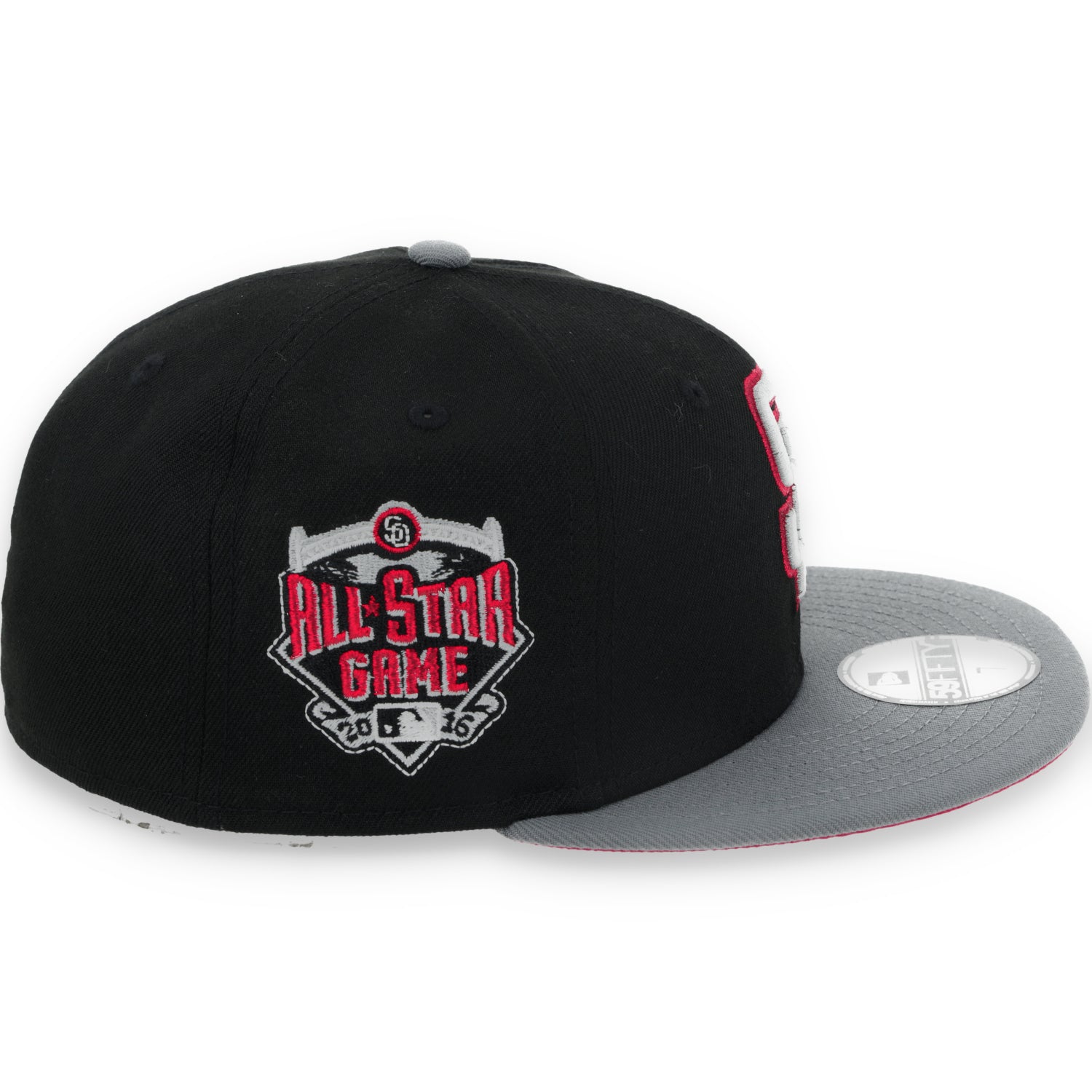 New Era San Diego Padres 2016 All Star Side Patch Metallic 59FIFTY Fitted Hat- Black/Grey/Red