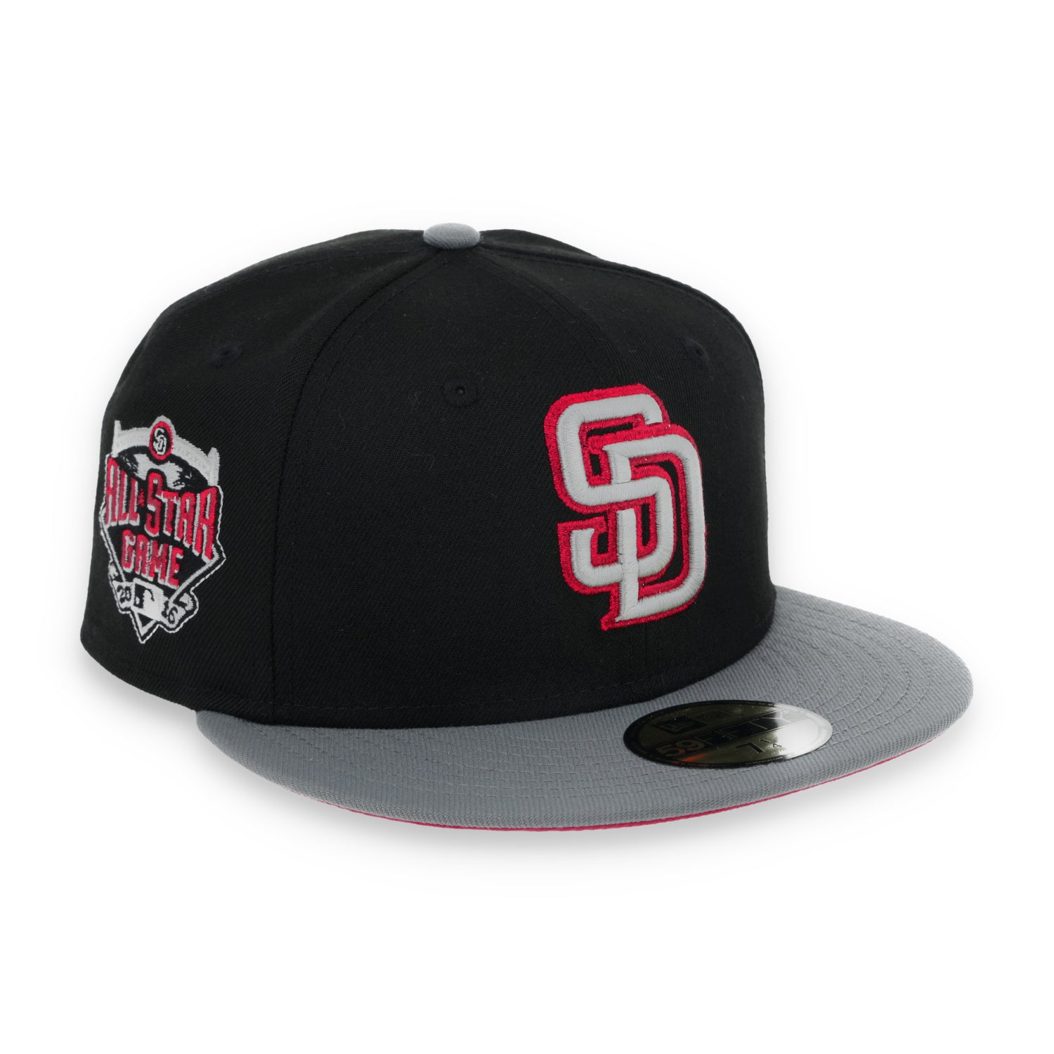 New Era San Diego Padres 2016 All Star Side Patch Metallic 59FIFTY Fitted Hat- Black/Grey/Red