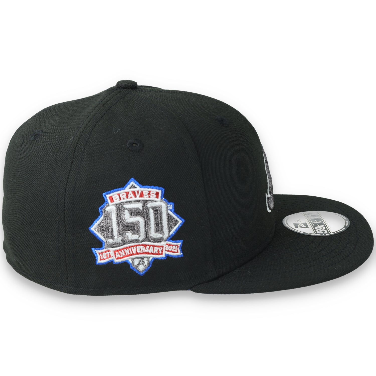 New Era Atlanta Braves 150th Anniversary Side Patch 59FIFTY Fitted Hat-Metallic Grey/Black