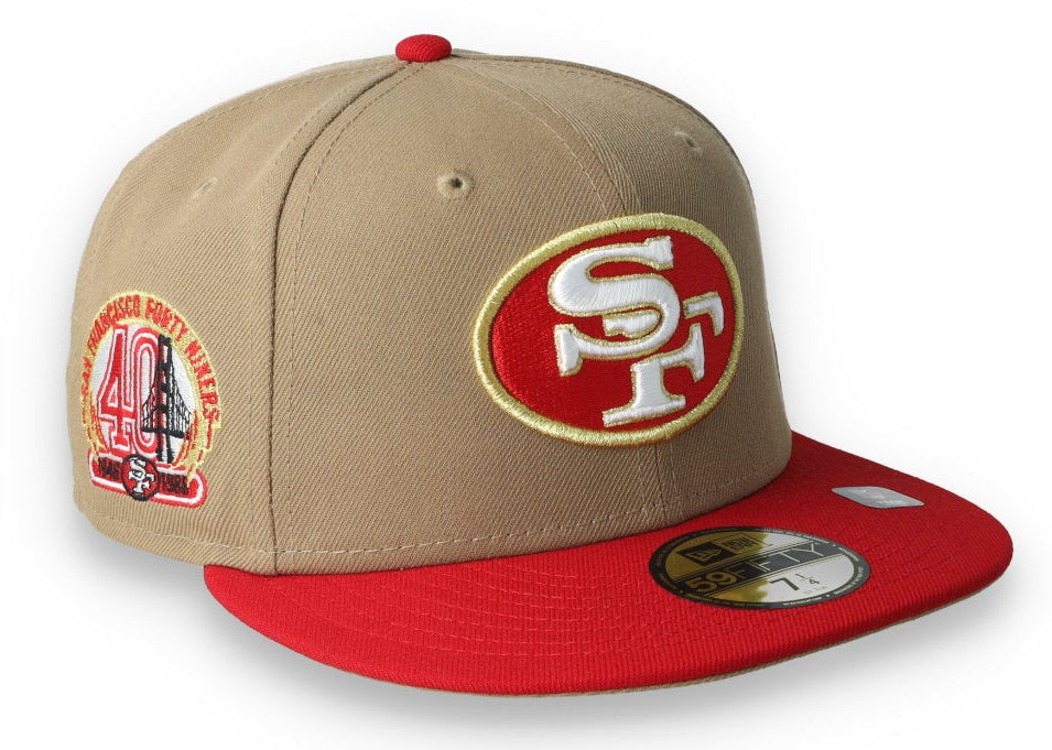 Exclusive San Francisco 49ers 40th Anniversary Side Patch 59FIFTY Fitted Hat- Khaki