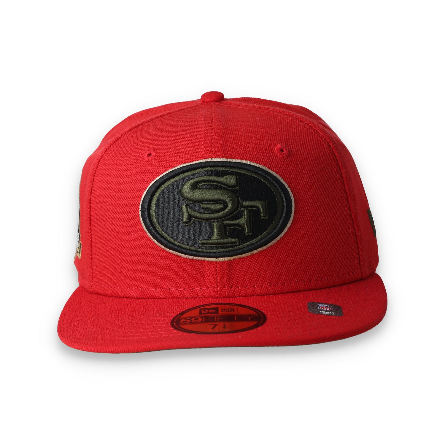 Exclusive New Era San Francisco 49ers 60th Wood Camo 59FIFTY Fitted Hat- Scarlet/Camo