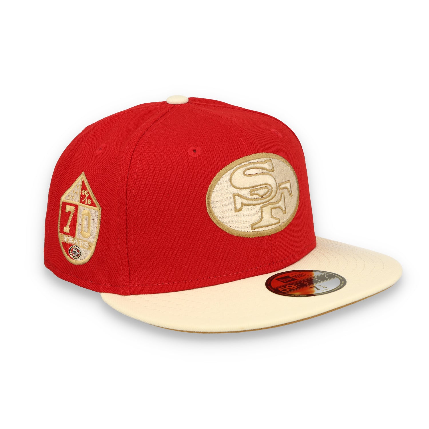 NEW ERA SAN FRANCISCO 49ERS "70 YEARS" SIDE PATCH 59FIFTYFITTED - RED/CREAM