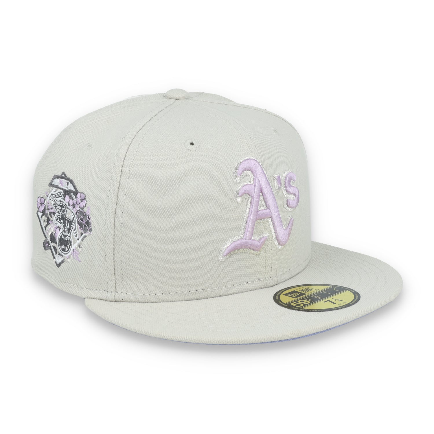 New Era Oakland Athletics Floral Side Patch 59FIFTY Fitted Hat-Stone/Lavender