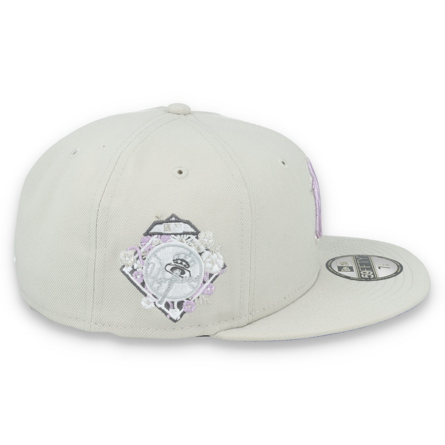 New Era Los New York Yankees Floral Side Patch 59FIFTY Fitted Hat-Stone/Lavender