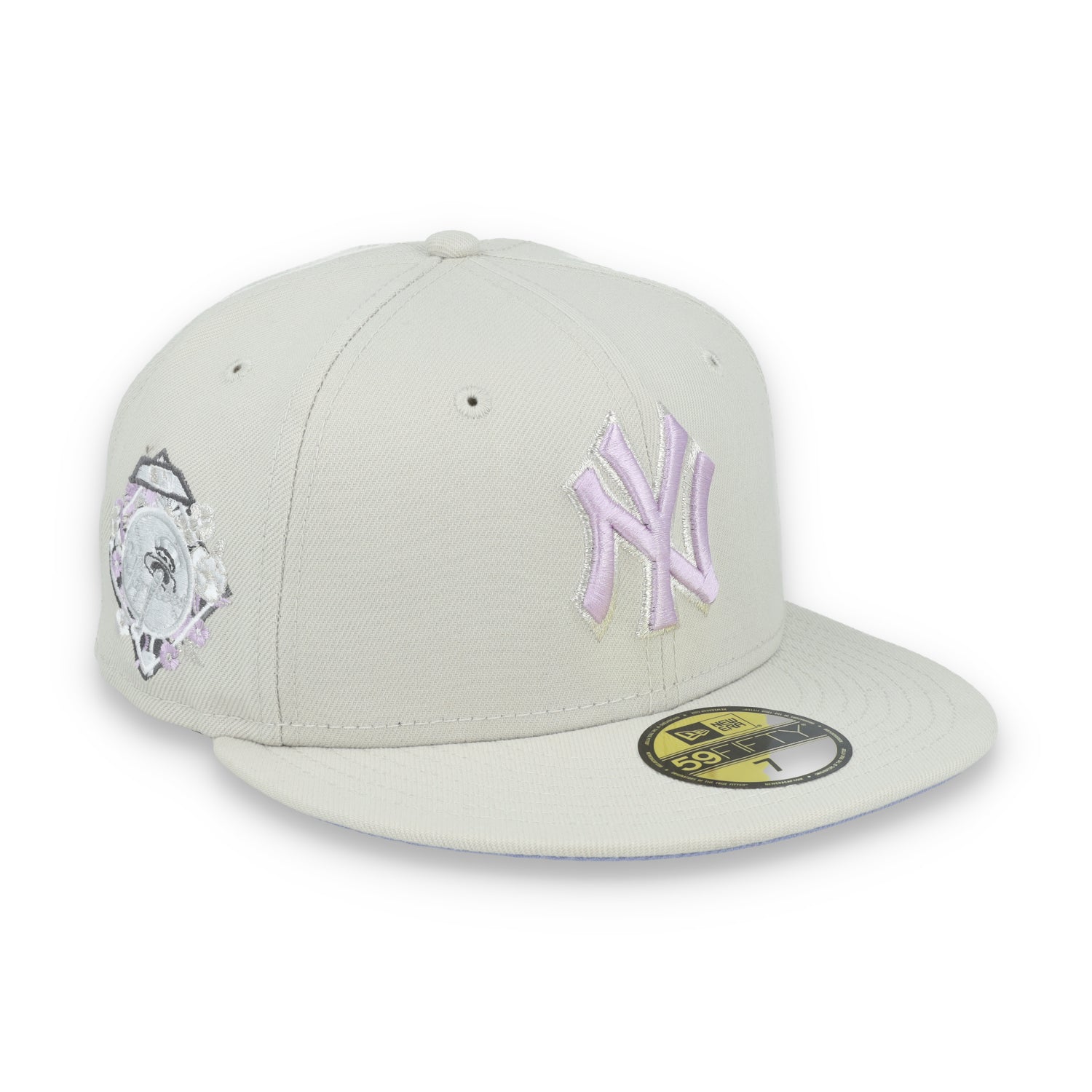 New Era Los New York Yankees Floral Side Patch 59FIFTY Fitted Hat-Stone/Lavender