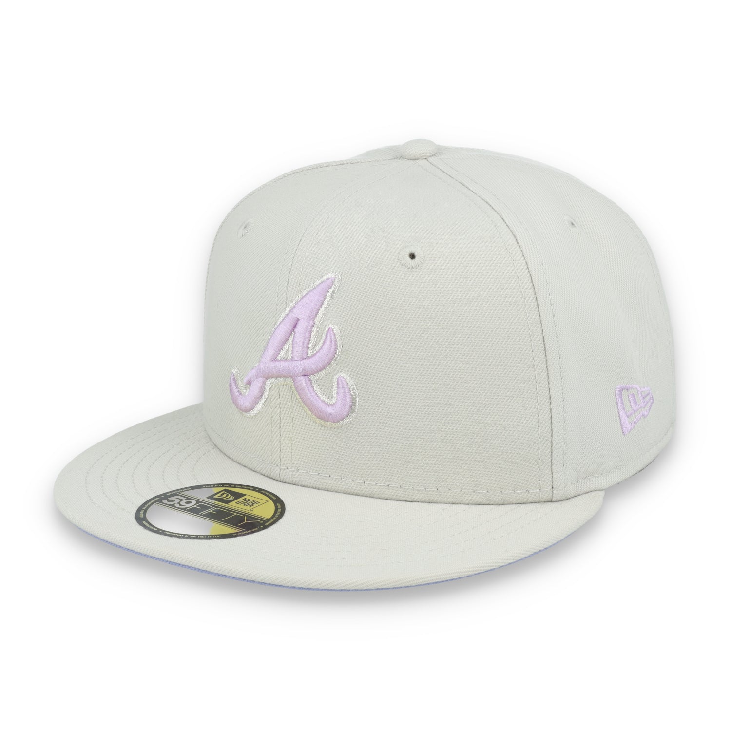 New Era Atlanta Braves Floral Side Patch 59FIFTY Fitted Hat-Stone/Lavender