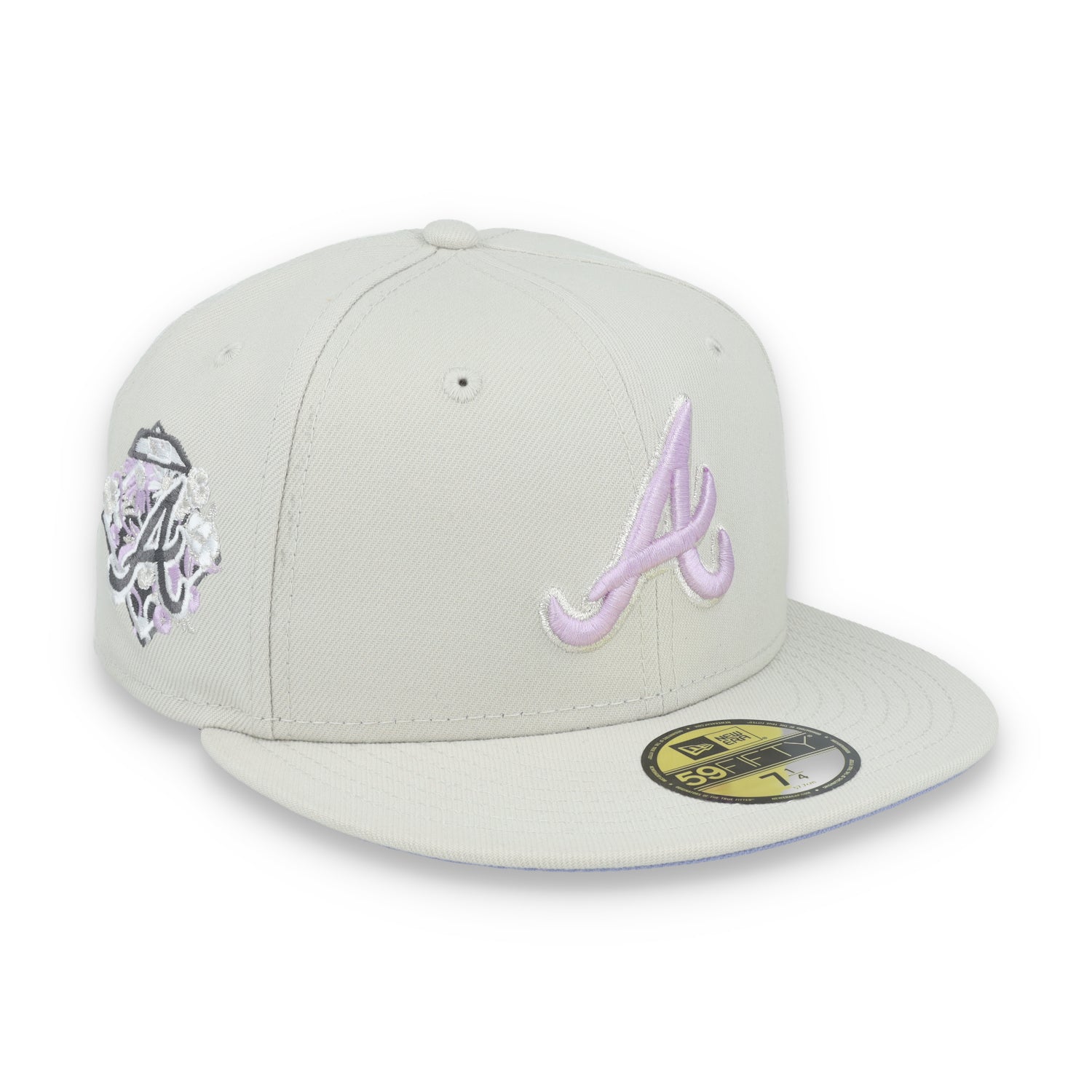 New Era Atlanta Braves Floral Side Patch 59FIFTY Fitted Hat-Stone/Lavender