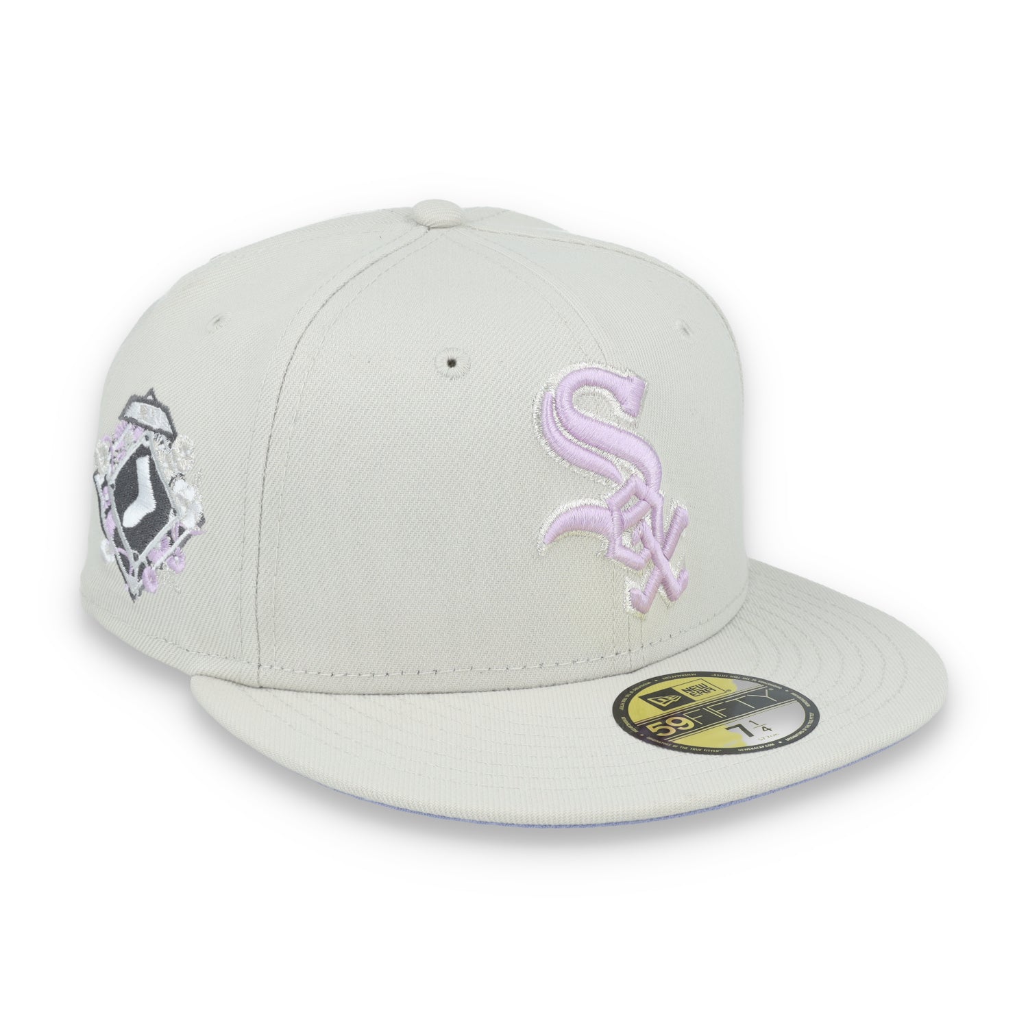 New Era Chicago White Sox Floral Side Patch 59FIFTY Fitted Hat-Stone/Lavender