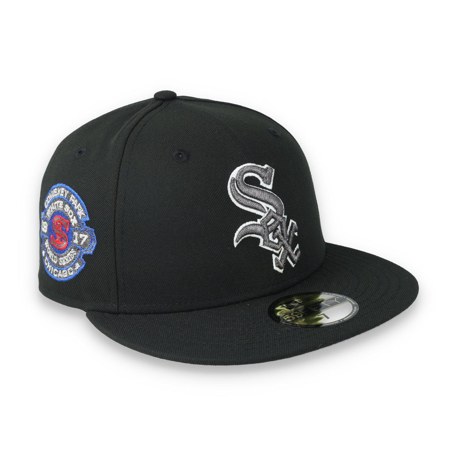 New Era Chicago White Sox 1917 World Series Side Patch 59FIFTY Fitted Hat-Metallic Grey/Black