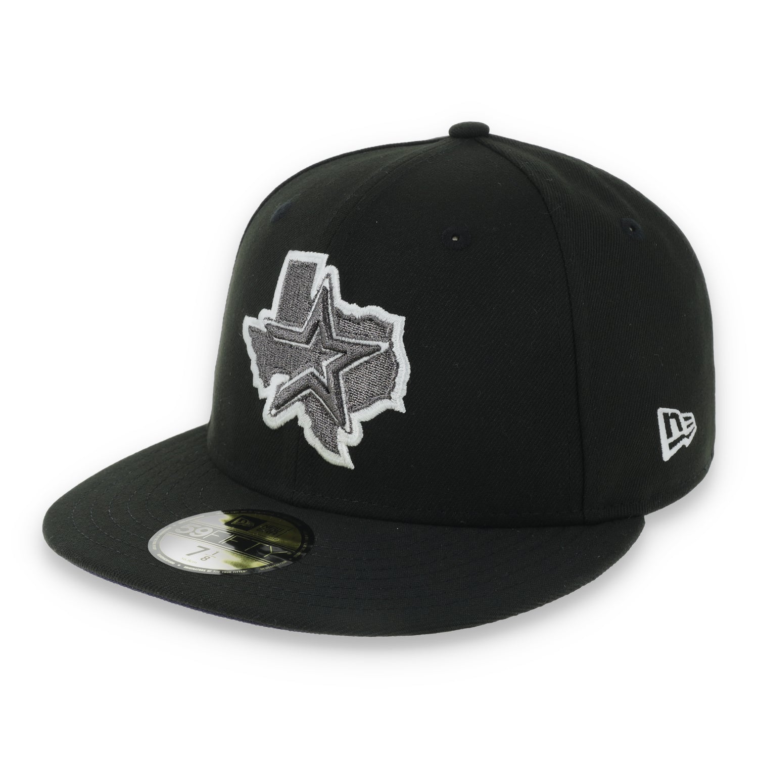 New Era Houston Texas 50th Anniversary Side Patch 59FIFTY Fitted Hat-Metallic Grey/Black