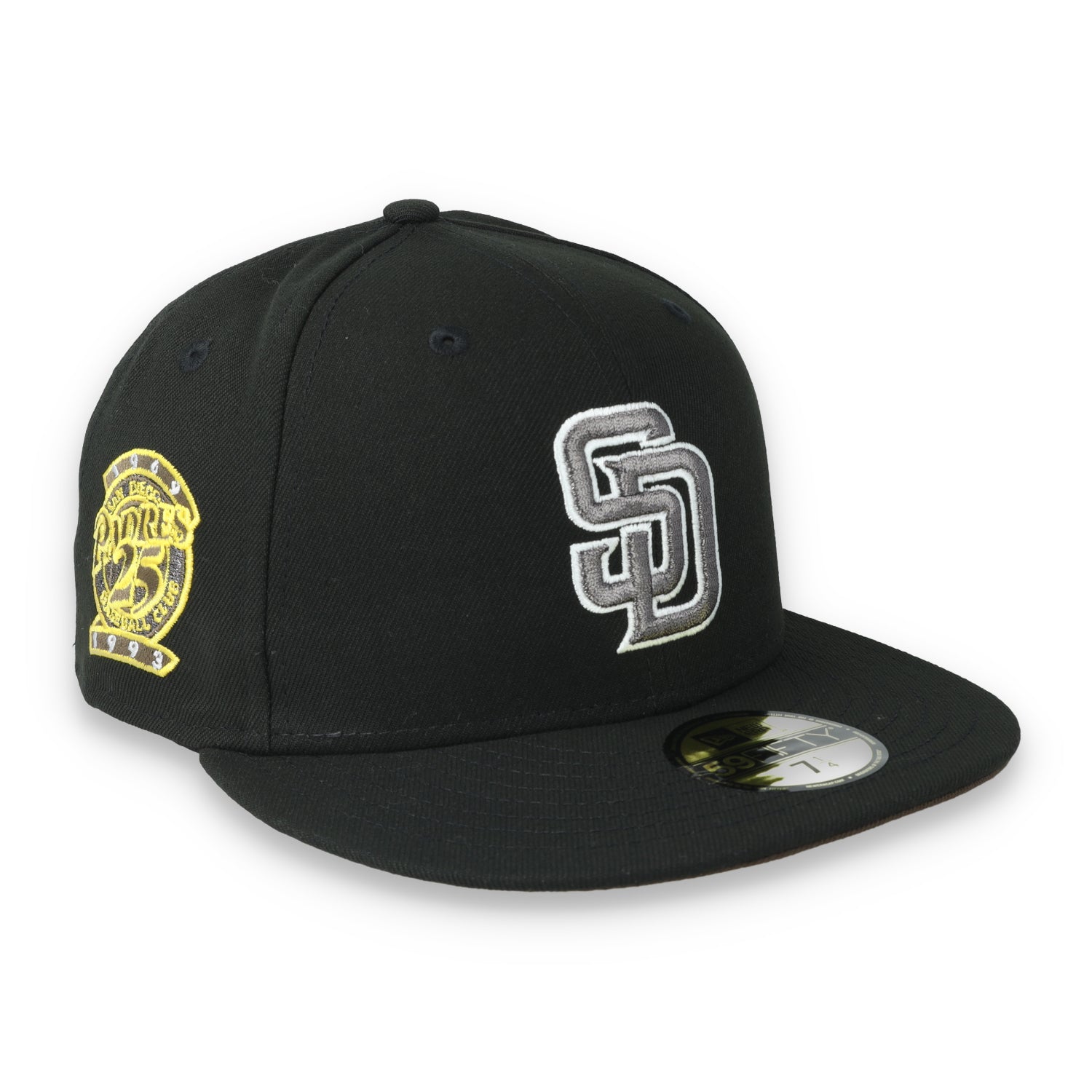 New Era San Diego Padres 25th Anniversary Side Patch 59FIFTY Fitted Hat-Metallic Grey/Black