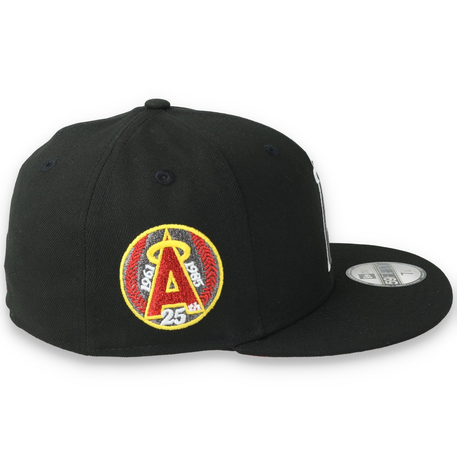 New Era Los Angeles Angels 25th Anniversary Side Patch 59FIFTY Fitted Hat-Metallic Grey/Black