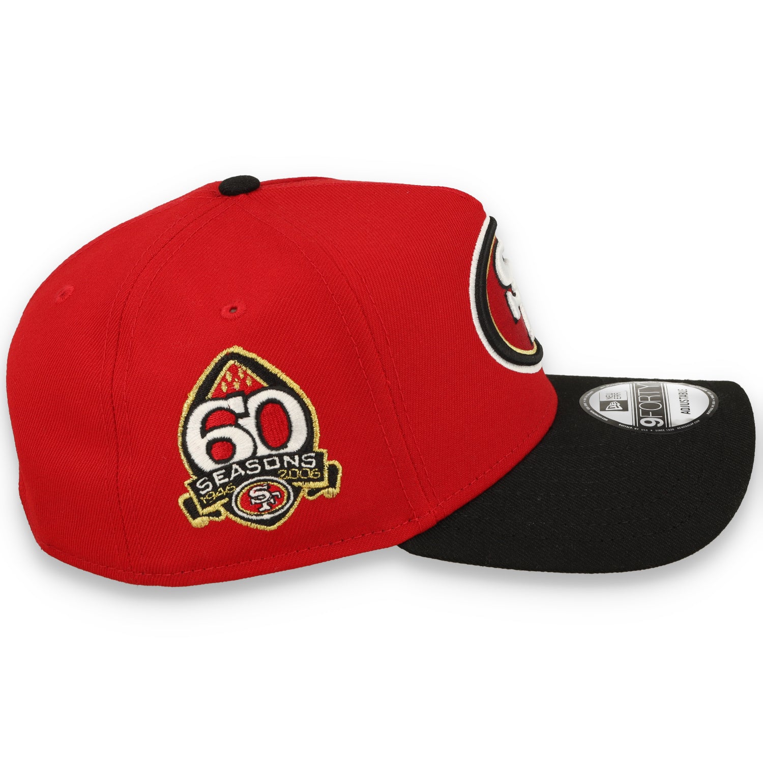 NEW ERA 49ER 60TH SEASON SIDE PATCH  9-FORTY A-FRAME SNAPBACK-RED/BLACK