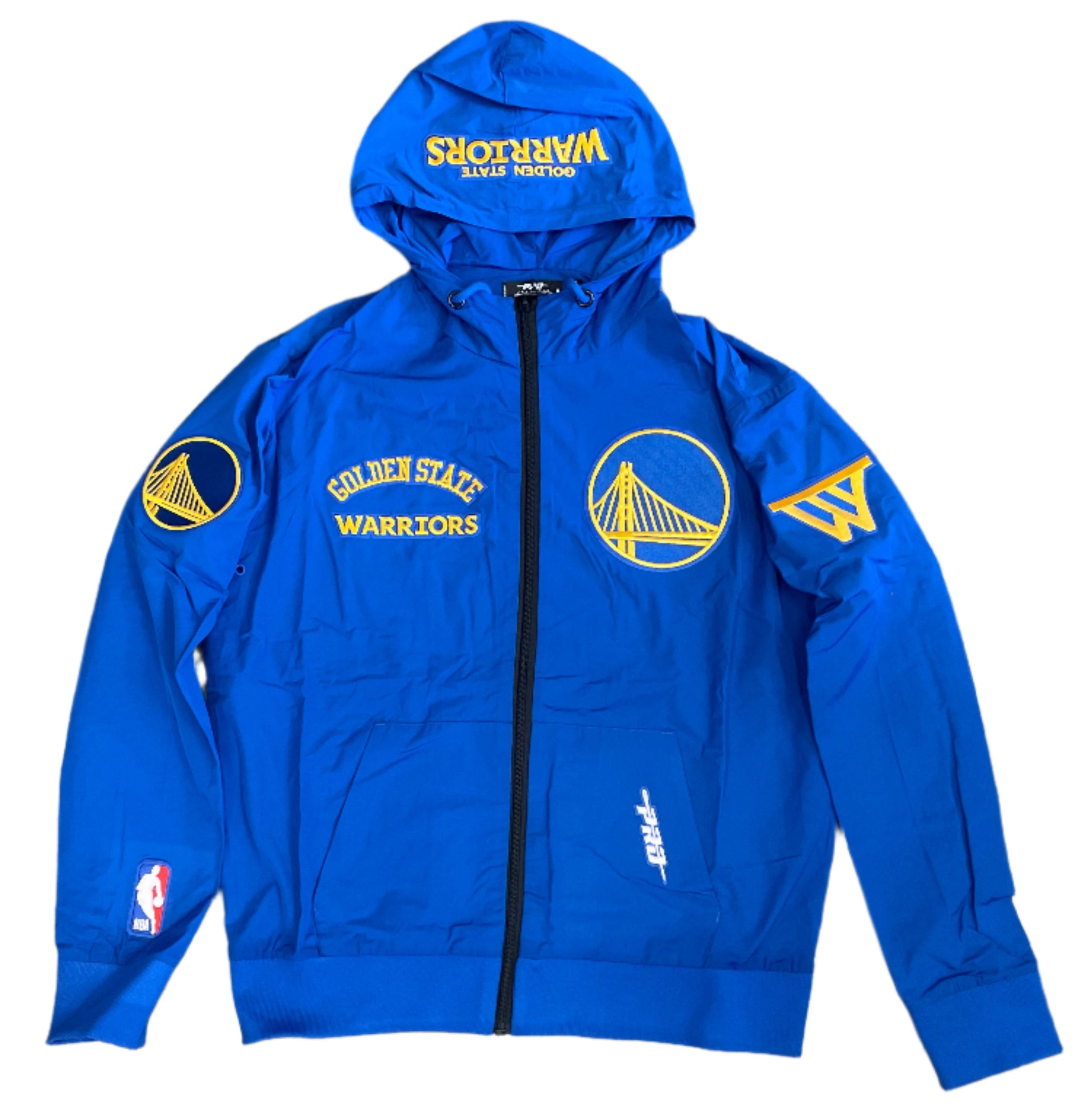 PRO STANDARD GOLDEN STATE WARRIORS CLASSIC WIND SUIT MEN'S WOVEN FULL ZIP PULLOVER HOODIE-ROYAL