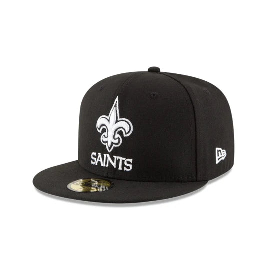 New Era New Orleans Saints XLIV Super Bowl Side Patch 59FIFTY Black & White Hat