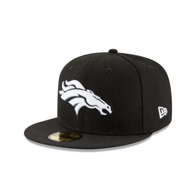 New Era Denver Broncos 50th Super Bowl Side Patch 59FIFTY Fitted Black & White Hat