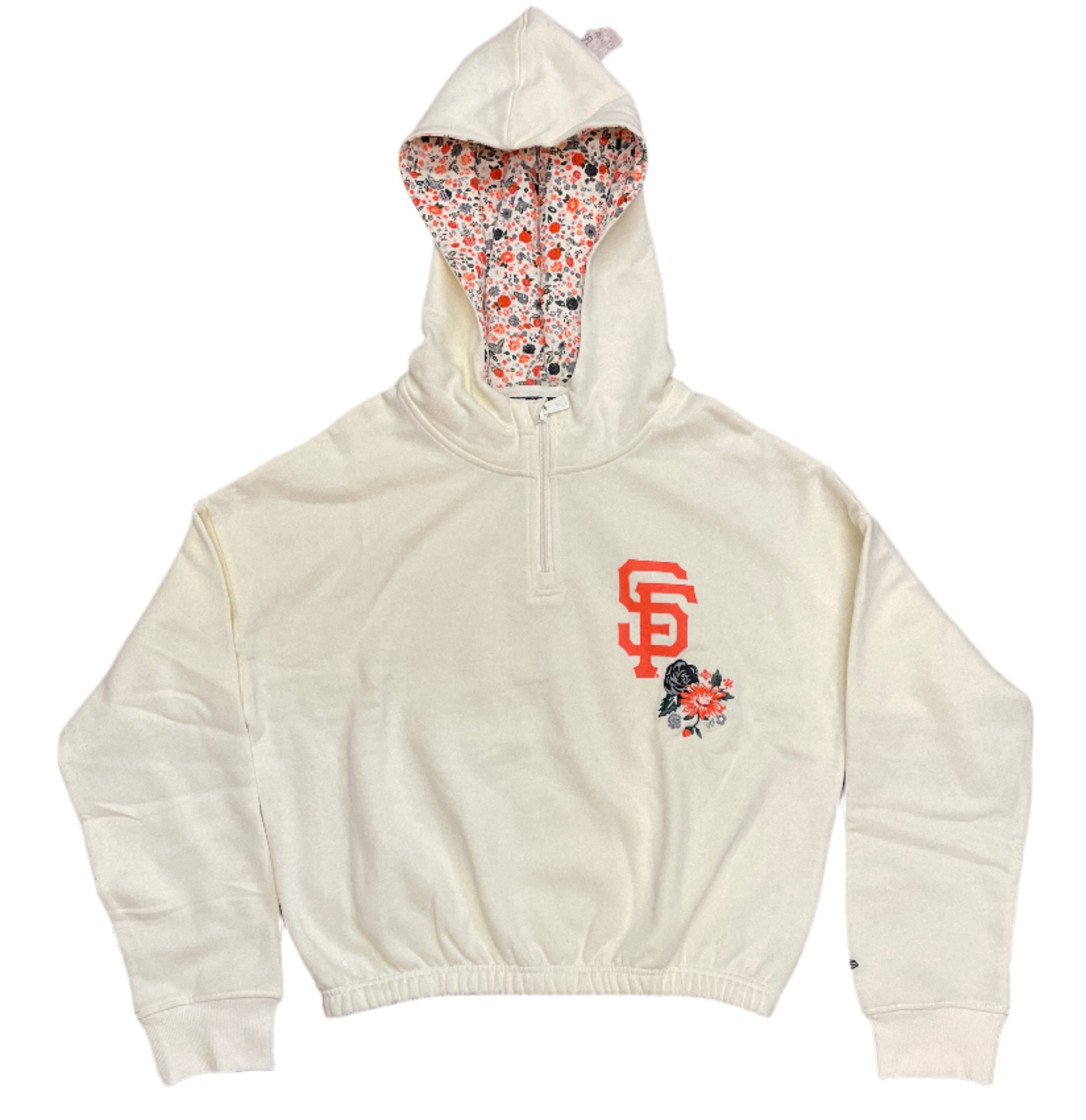 New Era Women's San Francisco Giants Floral Cropped Hoodie- Beige