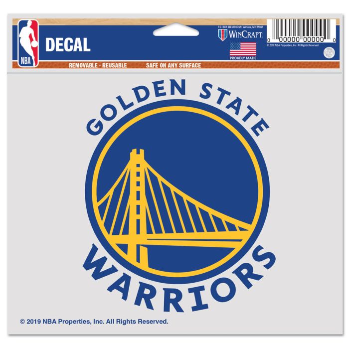GOLDEN STATE WARRIORS MULTI-USE DECAL -CLEAR BCKRGD 5" X 6"