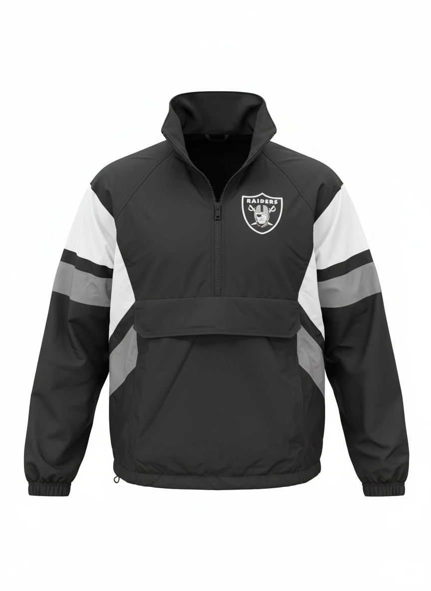 New Era Men's Las Vegas Raiders Sports Classic Quarter Zip/Stowaway Hoodie-Black