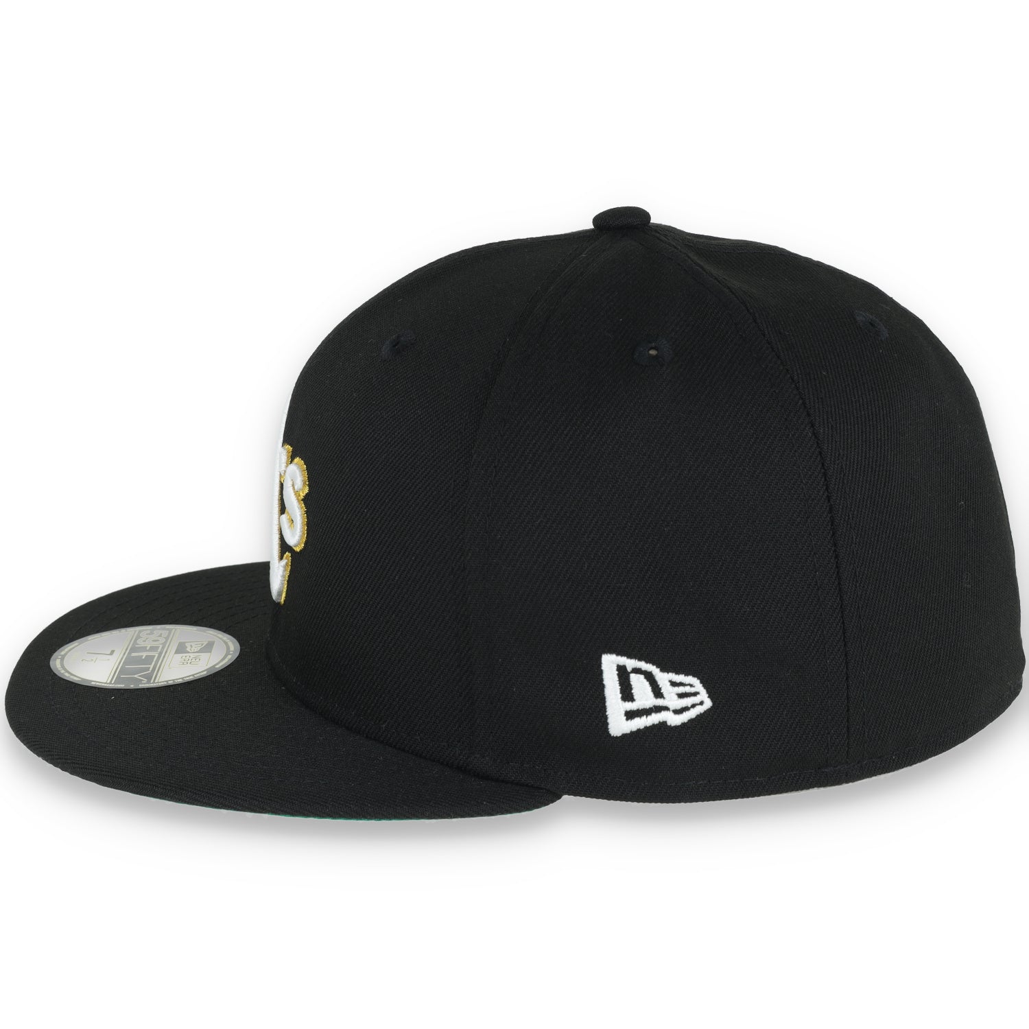 New Era Oakland Athletics 50th Anniversary Metallic Logo Side Patch 59fifty Fitted Hat-Black