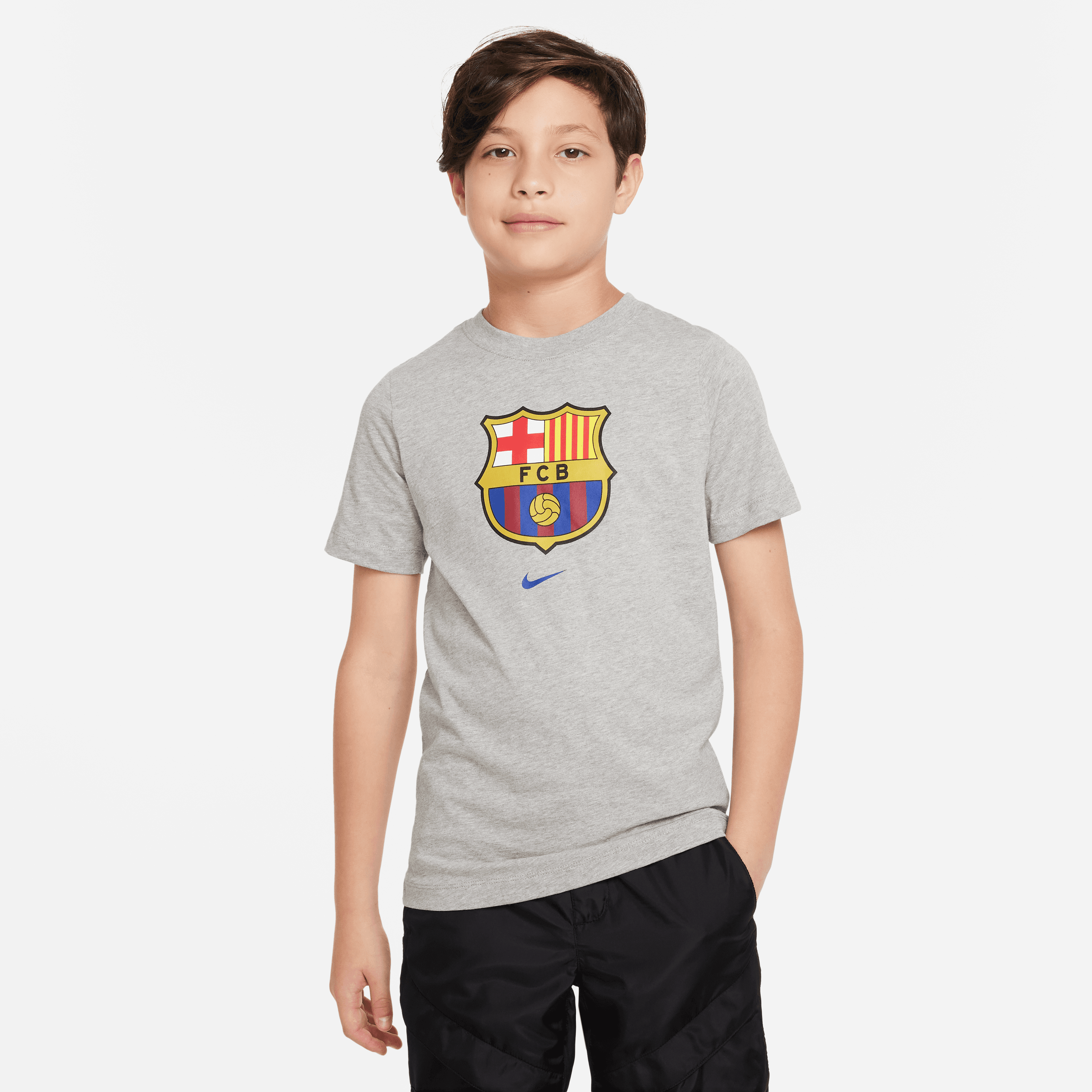 Nike Youth FC Barcelona Crest T-Shirt-Grey