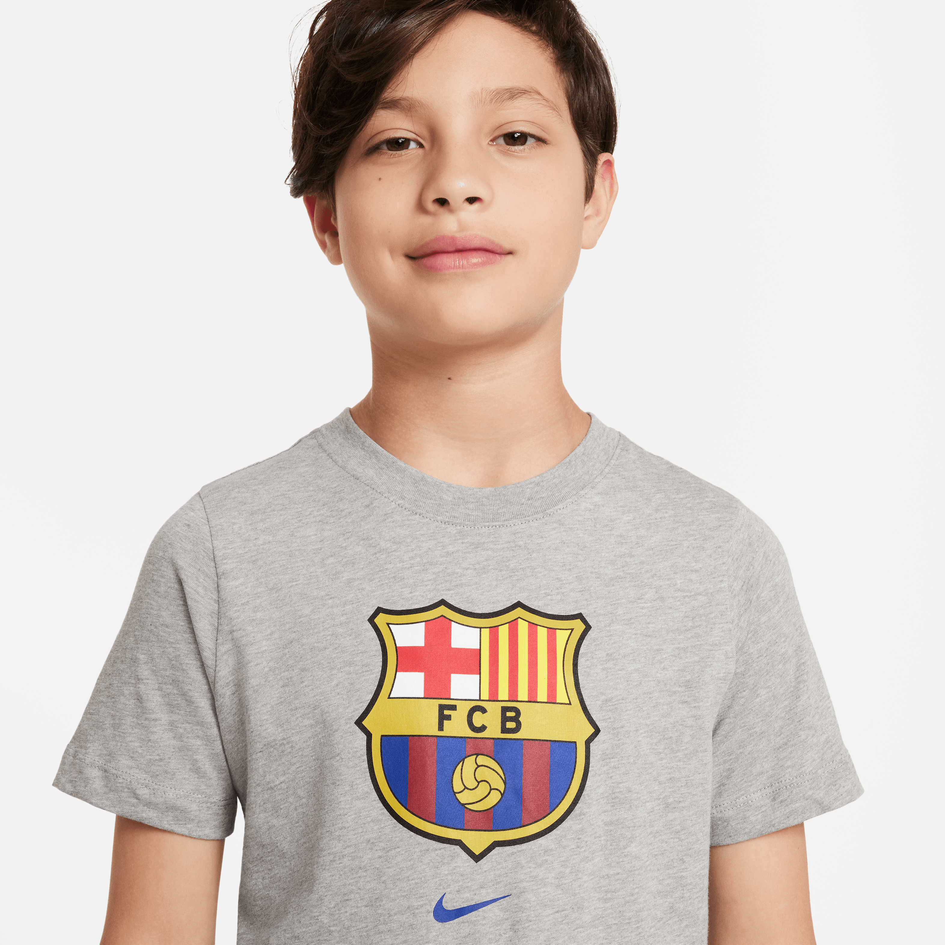 Nike Youth FC Barcelona Crest T-Shirt-Grey