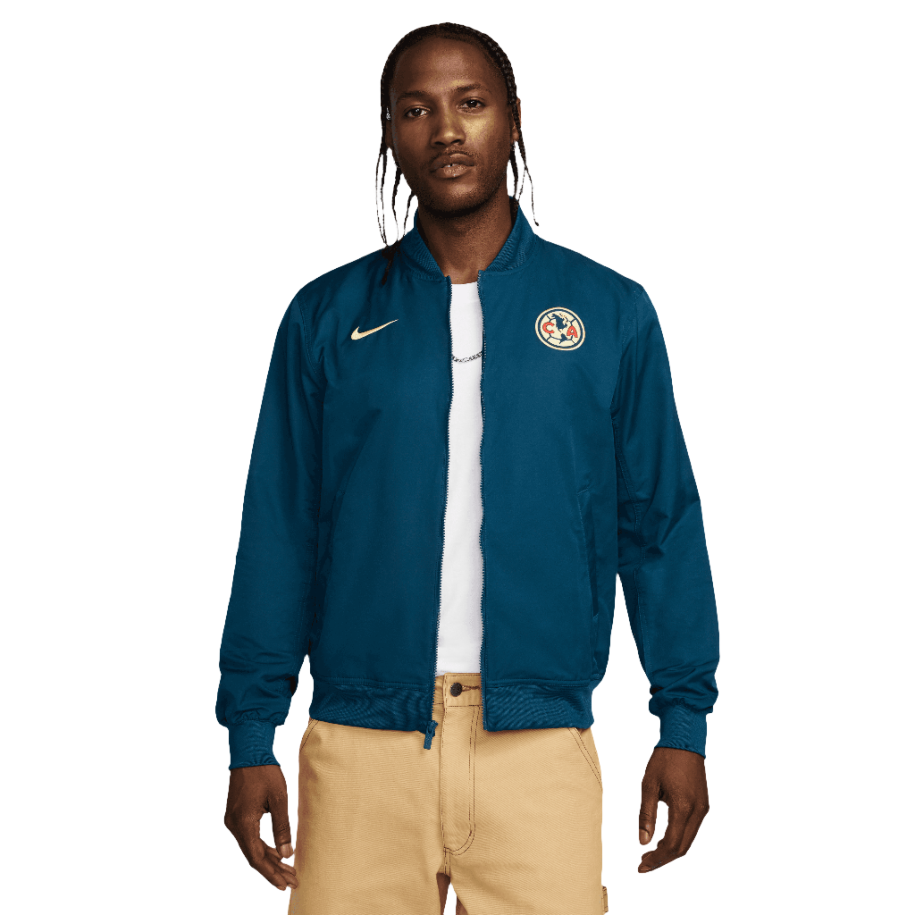 Nike Men's Club América Soccer Woven Unlined Bomber Jacket - Navy