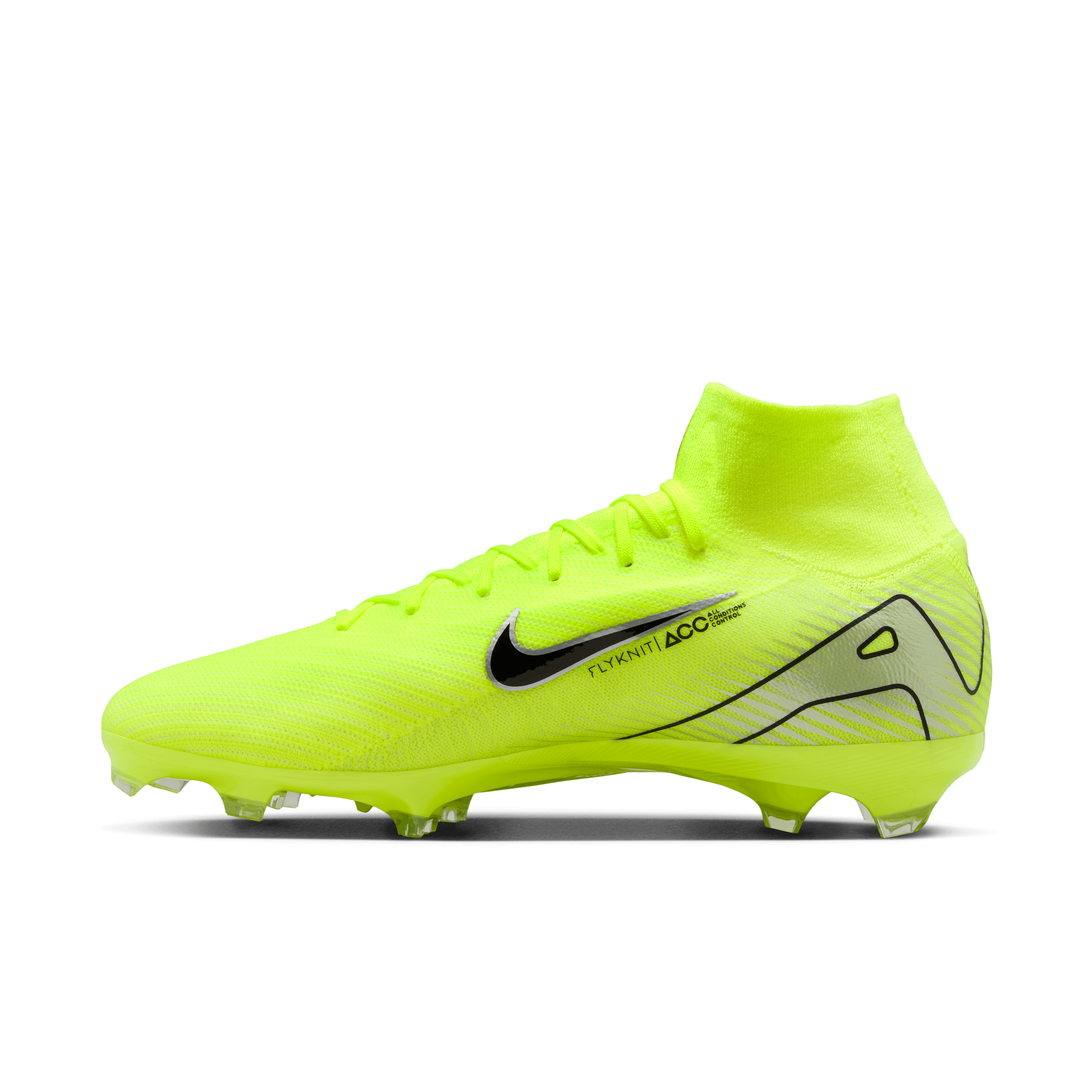 Nike Mercurial Superfly 10 Pro FG High-Top Soccer Cleats-Volt/Black