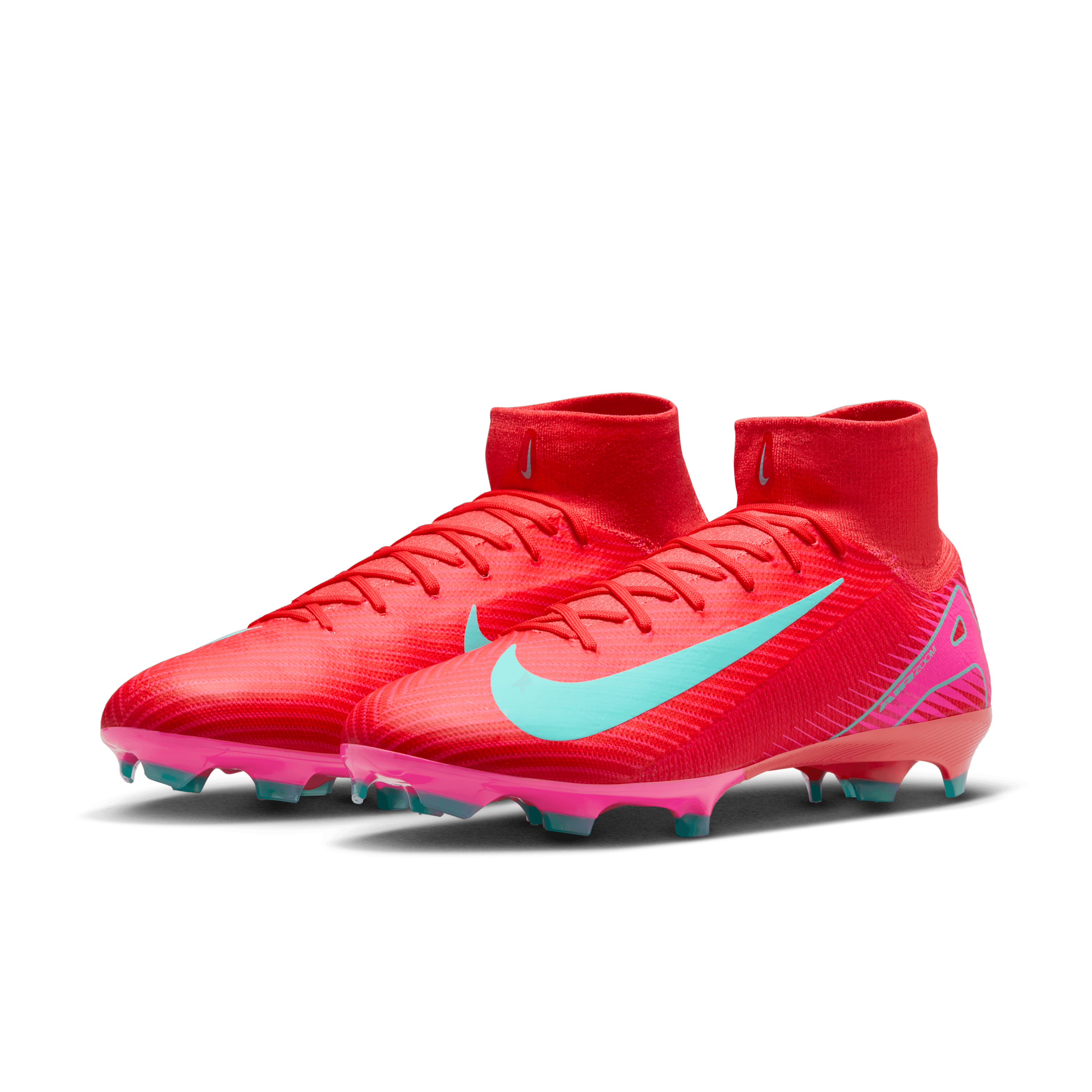 Nike Mercurial Superfly 10 Pro FG High-Top Soccer Cleats-Ember Glow/Aurora Green