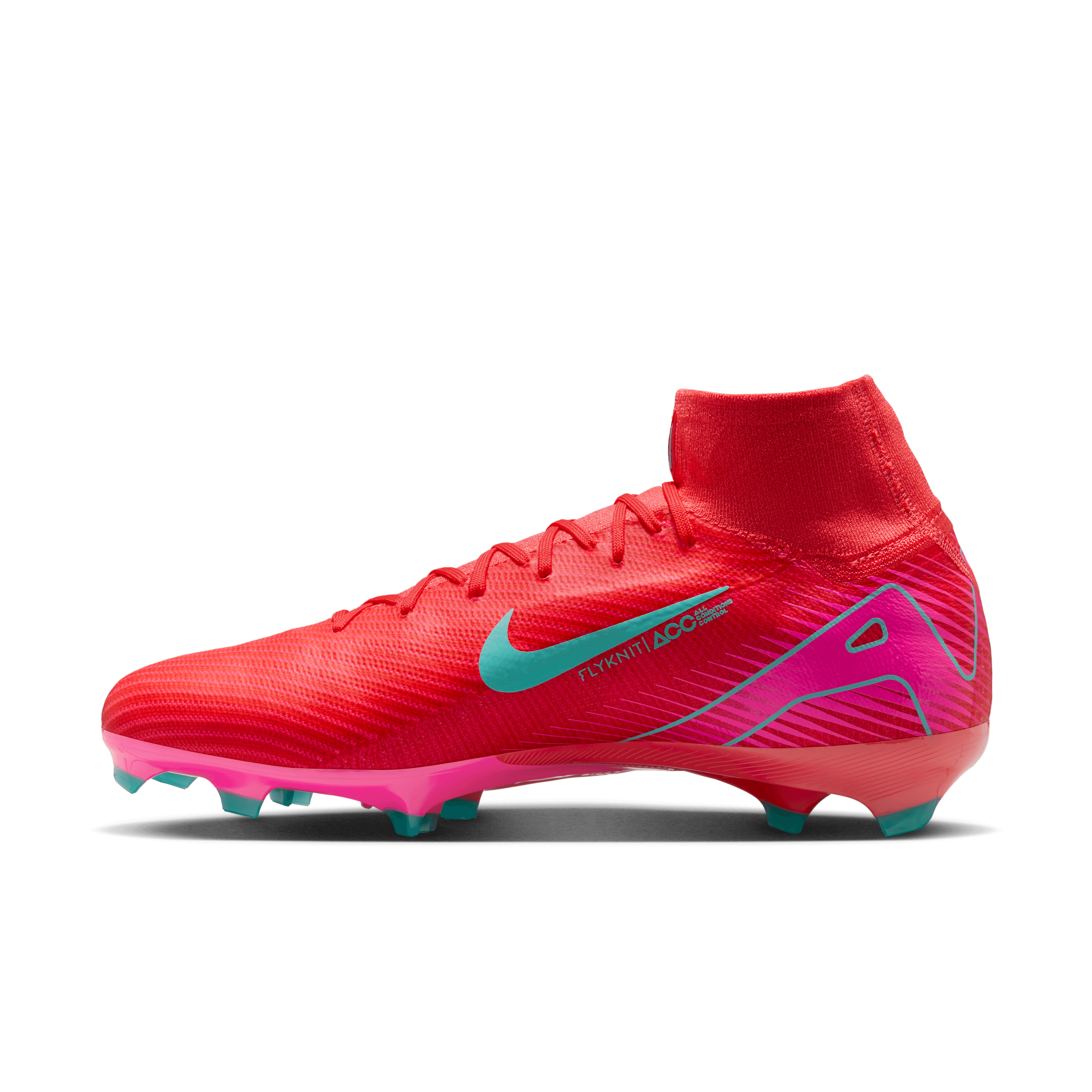 Nike Mercurial Superfly 10 Pro FG High-Top Soccer Cleats-Ember Glow/Aurora Green