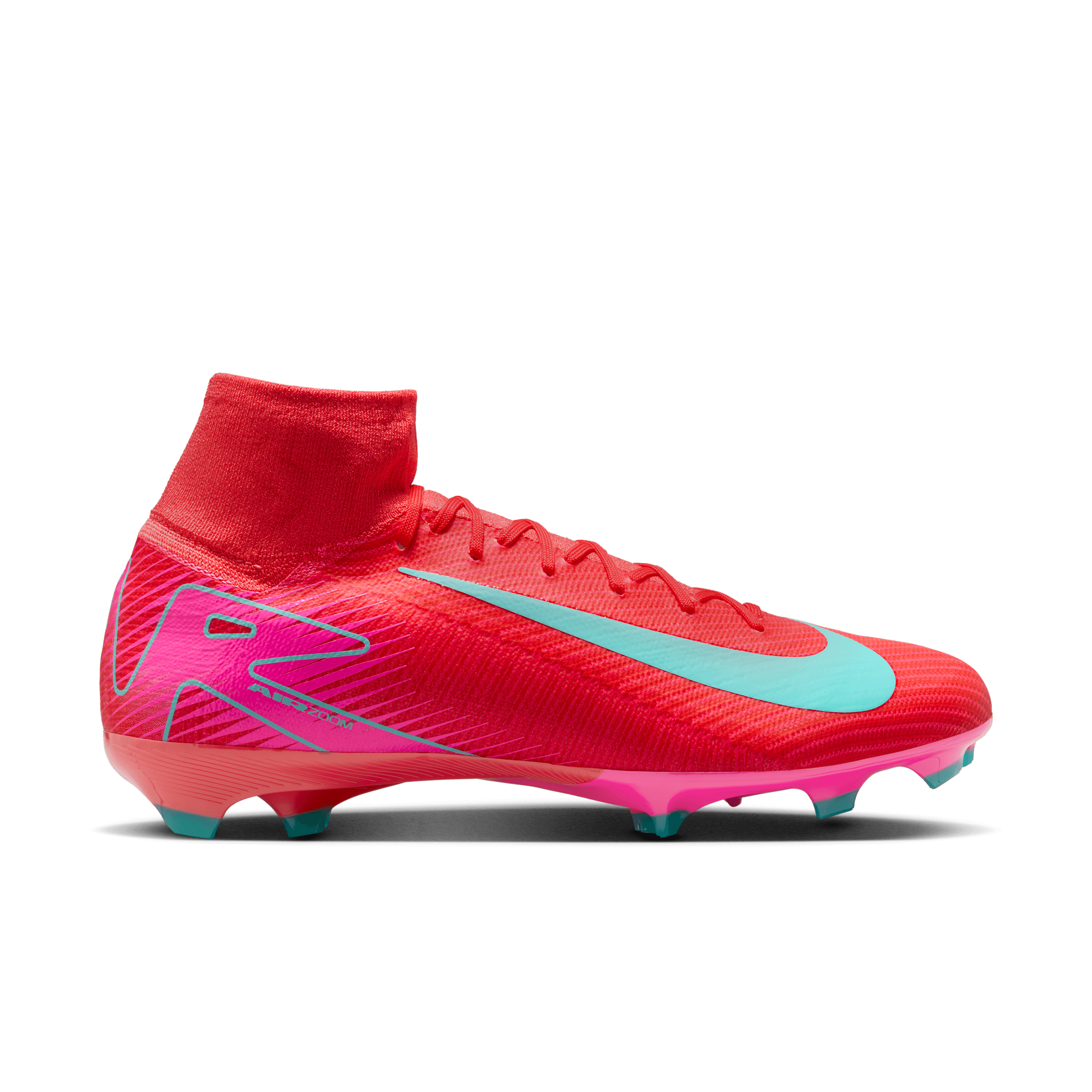 Nike Mercurial Superfly 10 Pro FG High-Top Soccer Cleats-Ember Glow/Aurora Green