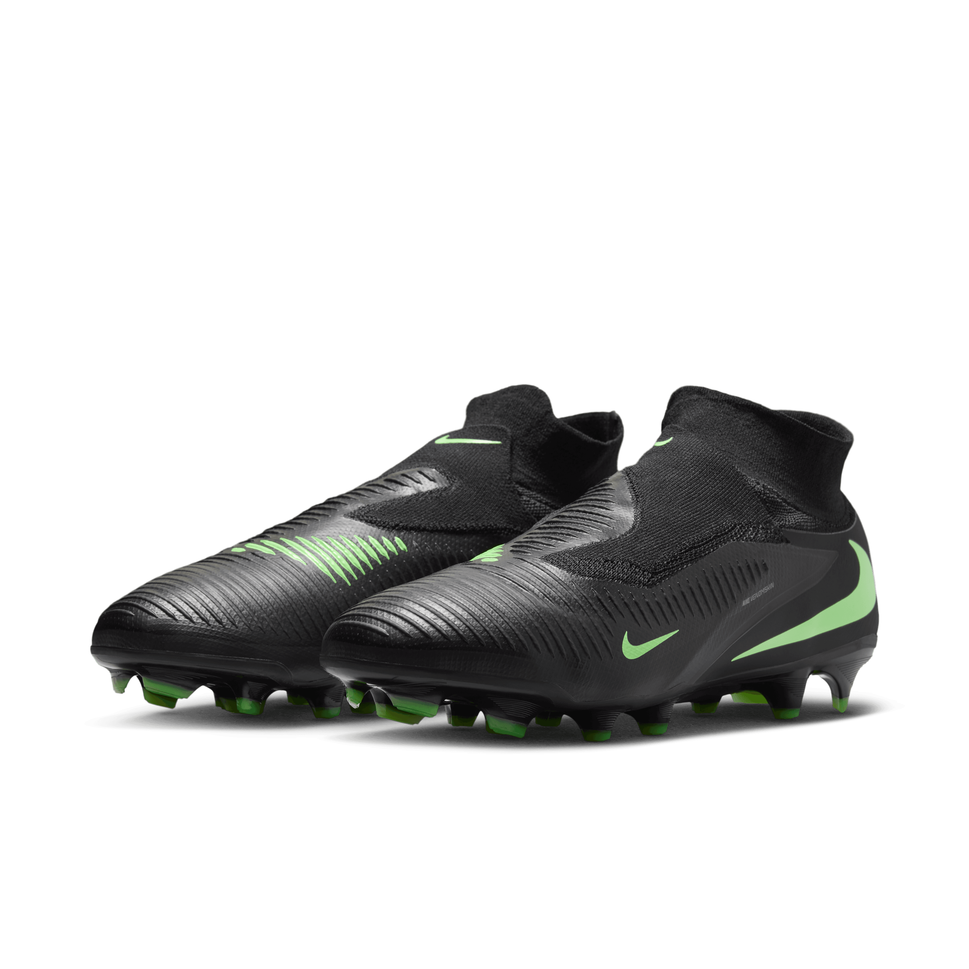 Nike Phantom 6 High Pro Firm-Ground Soccer Cleats- Black/Black/Illusion Green