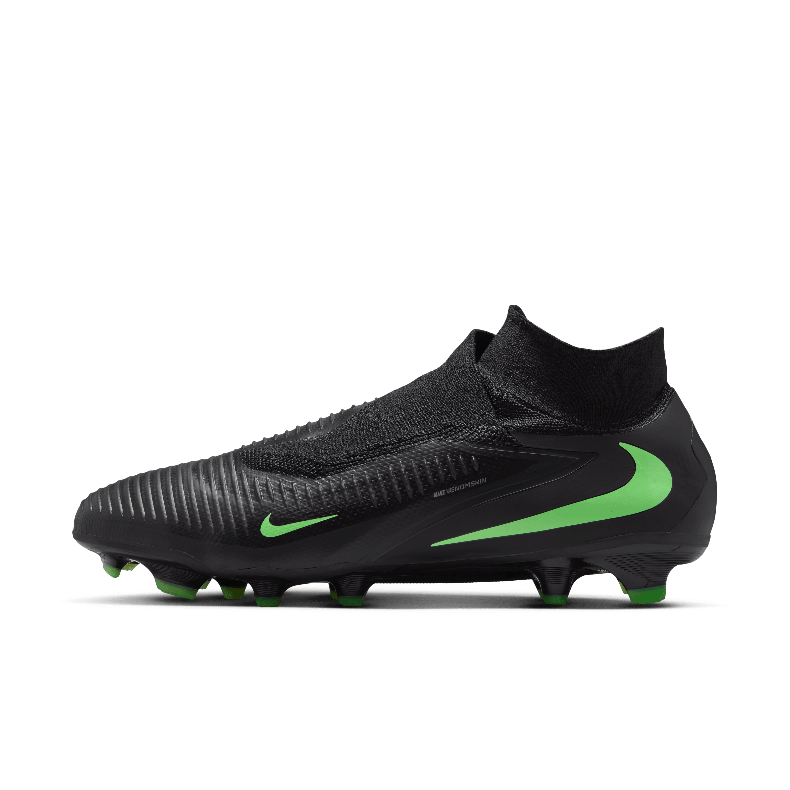 Nike Phantom 6 High Pro Firm-Ground Soccer Cleats- Black/Black/Illusion Green