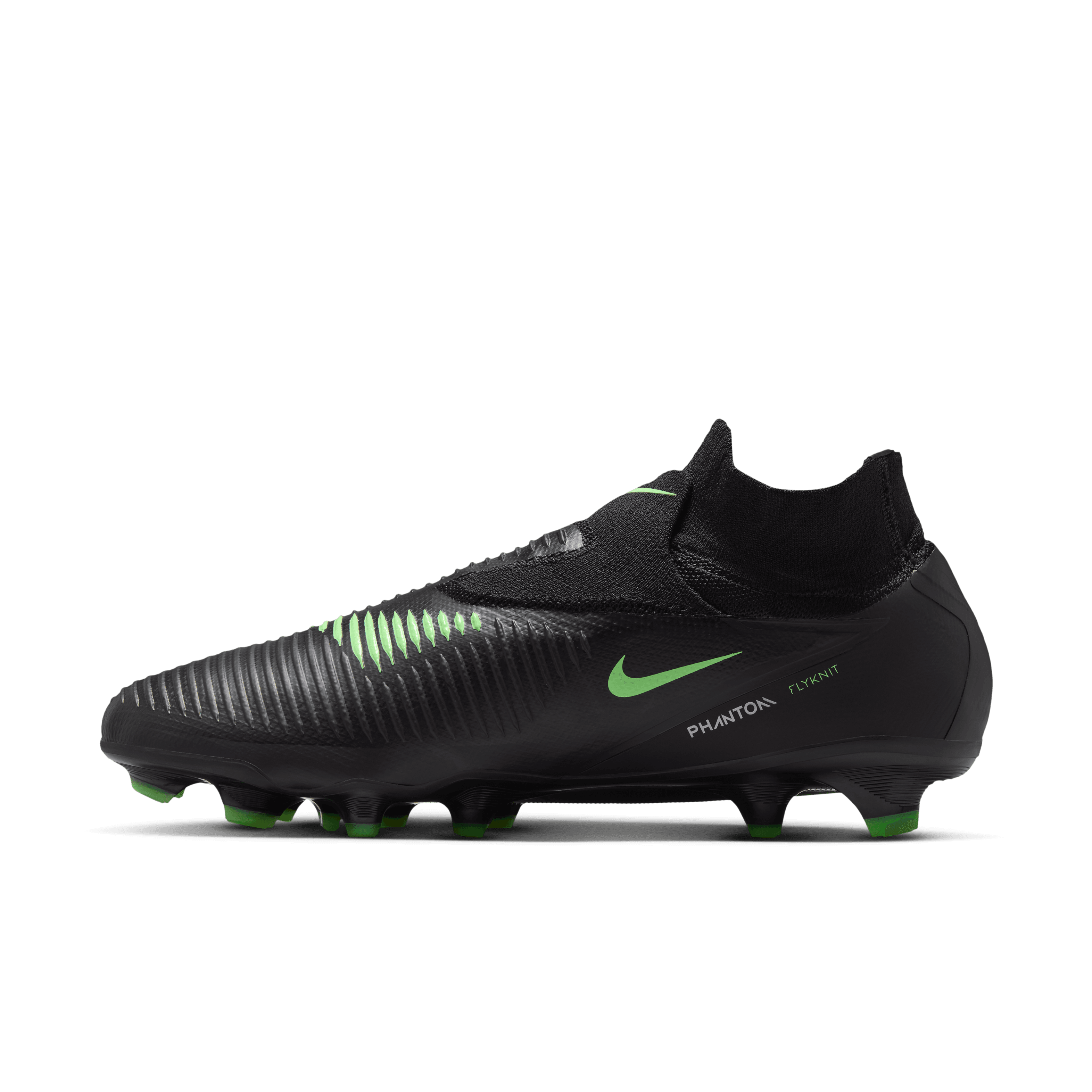 Nike Phantom 6 High Pro Firm-Ground Soccer Cleats- Black/Black/Illusion Green