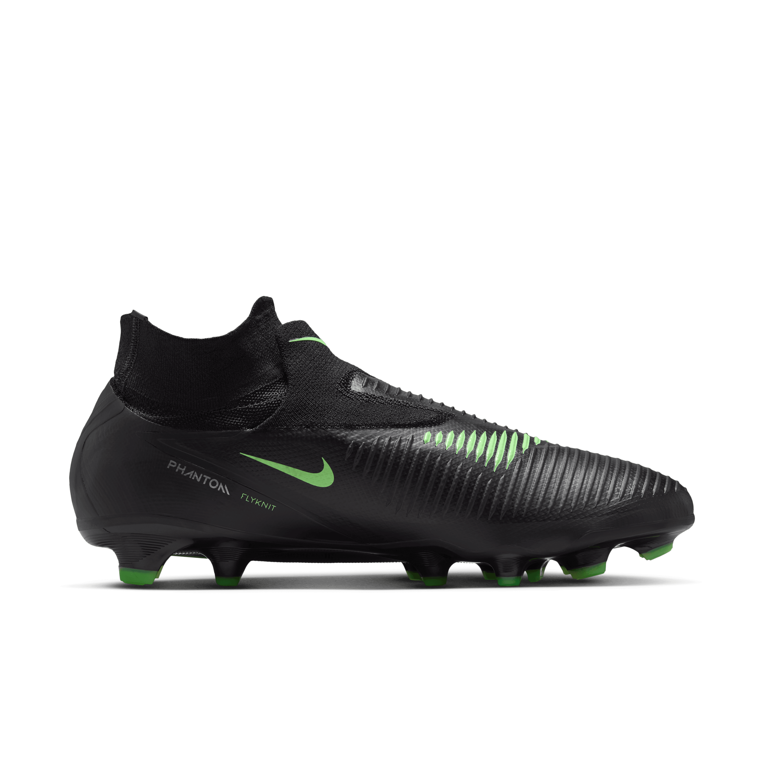 Nike Phantom 6 High Pro Firm-Ground Soccer Cleats- Black/Black/Illusion Green