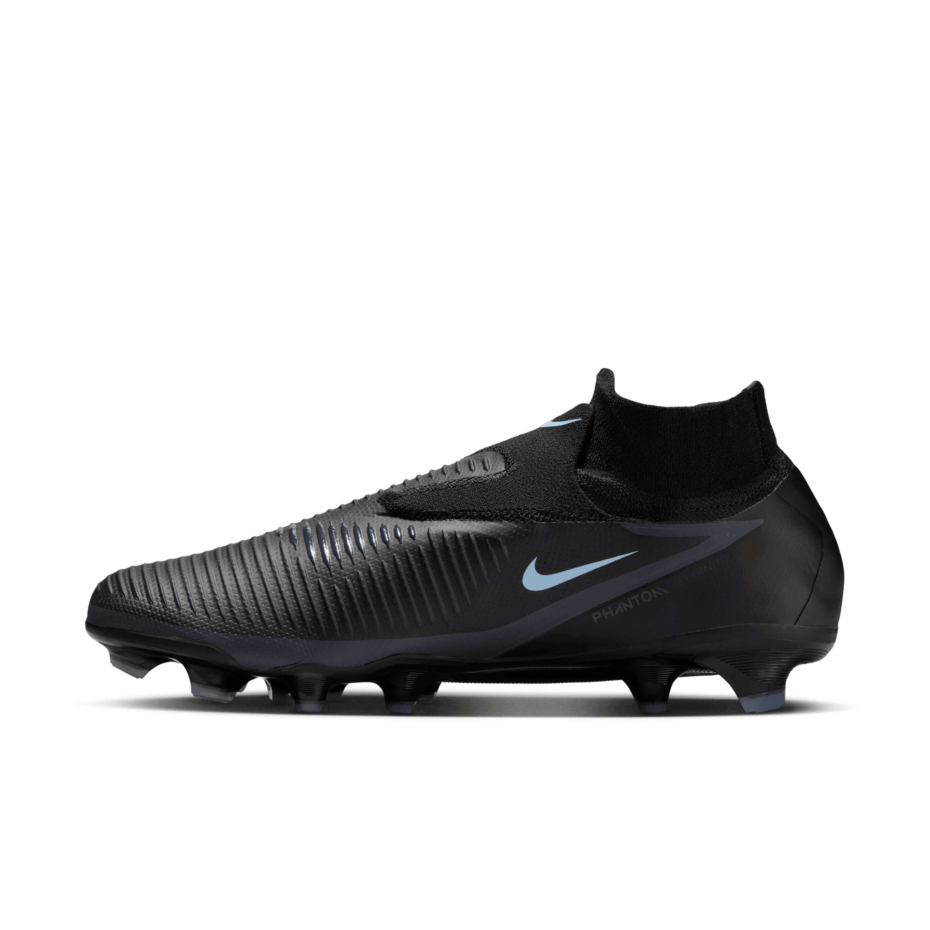 Nike Phantom 6 High Pro Firm-Ground Soccer Cleats-Black/Ice Blue