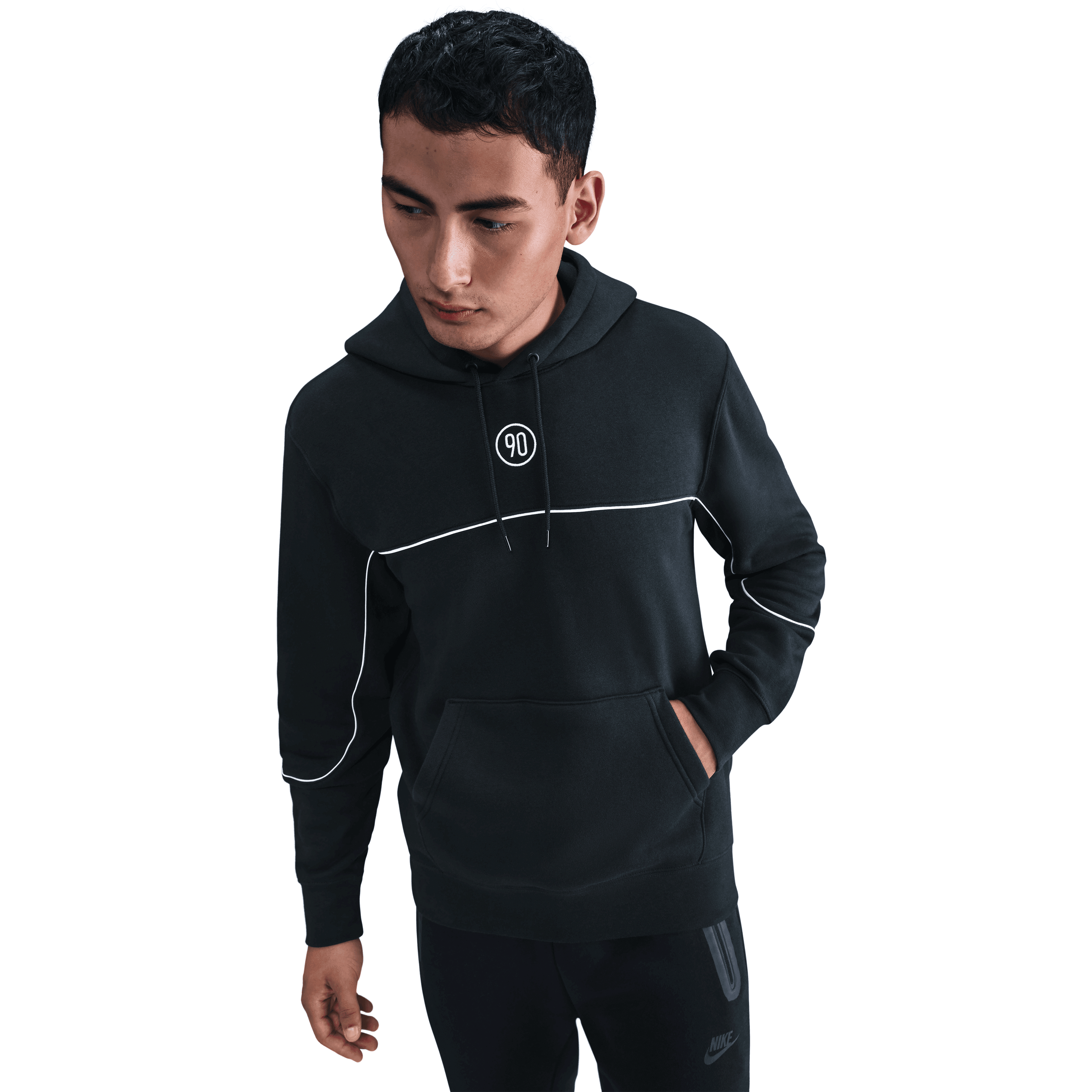 Nike Club Total 90 Men's Soccer Pullover Hoodie-Black/White