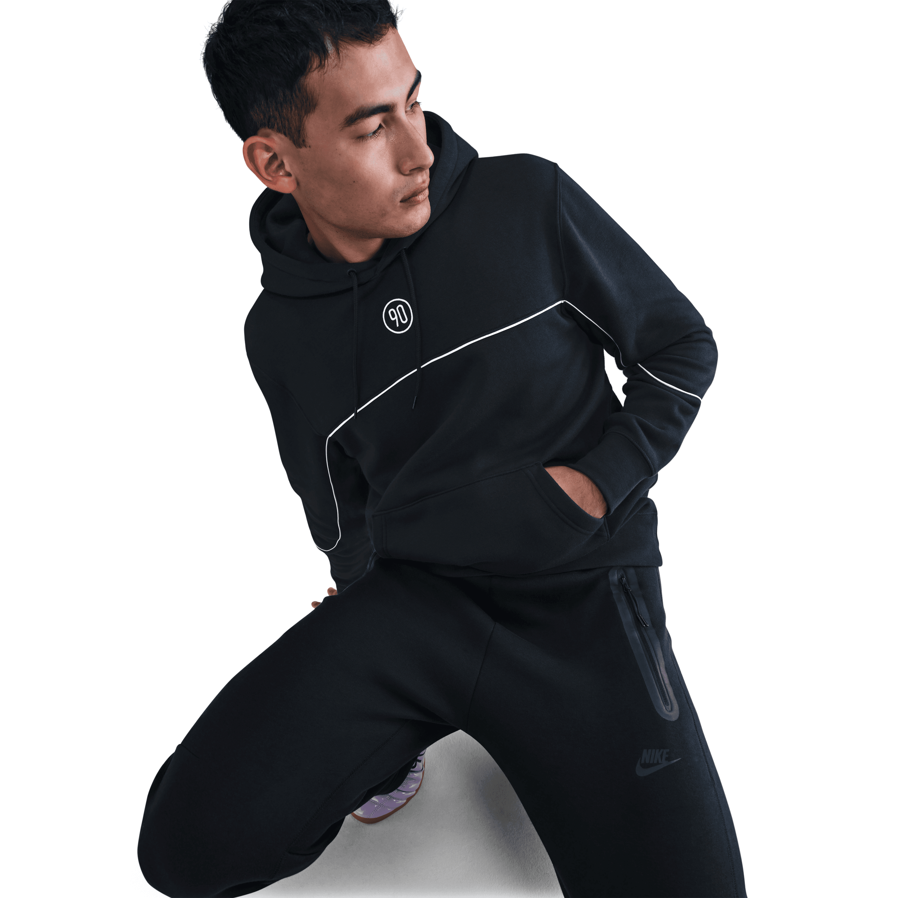 Nike Club Total 90 Men's Soccer Pullover Hoodie-Black/White