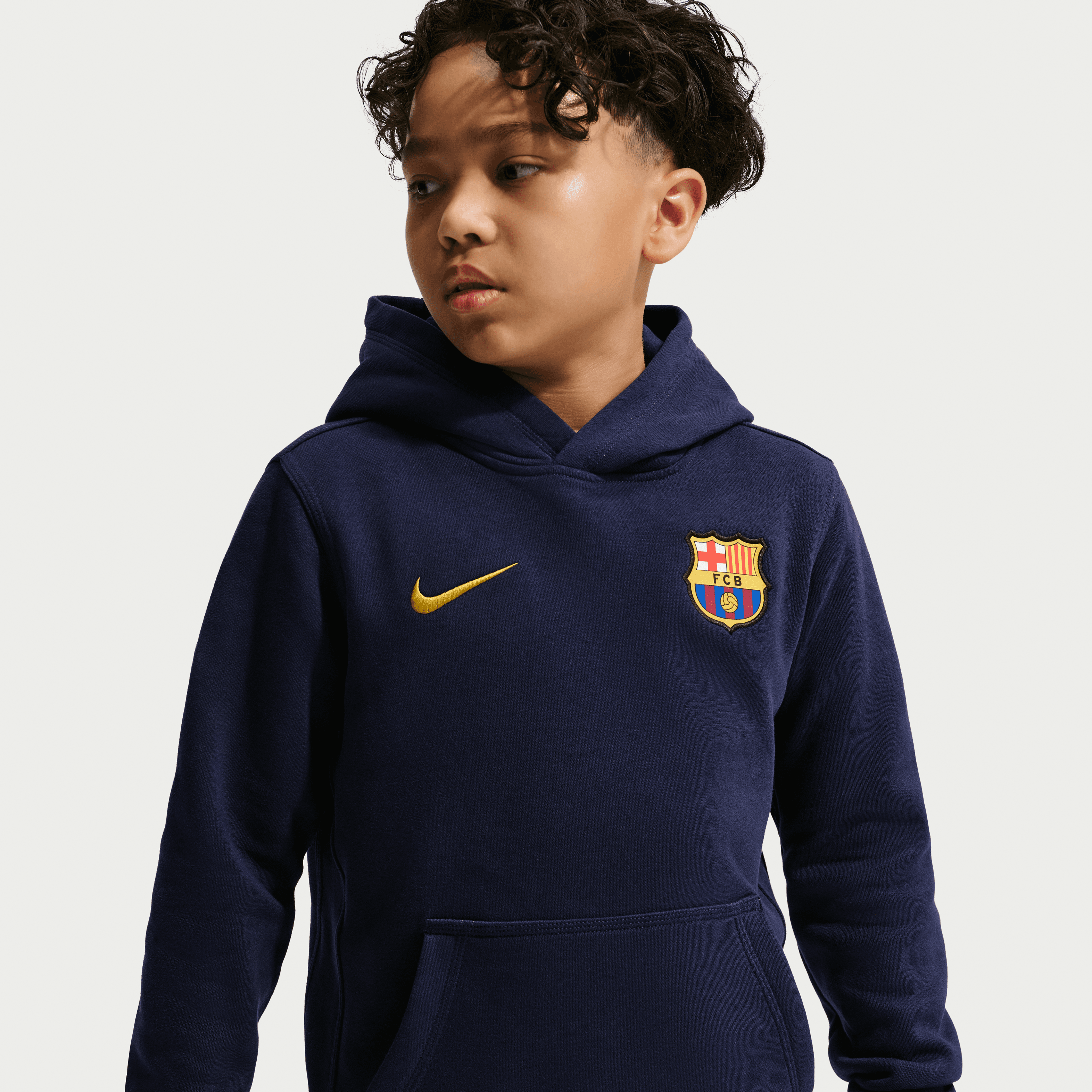 Nike FC Barcelona Club Big Kids' (Boys')  Soccer Pullover Hoodie