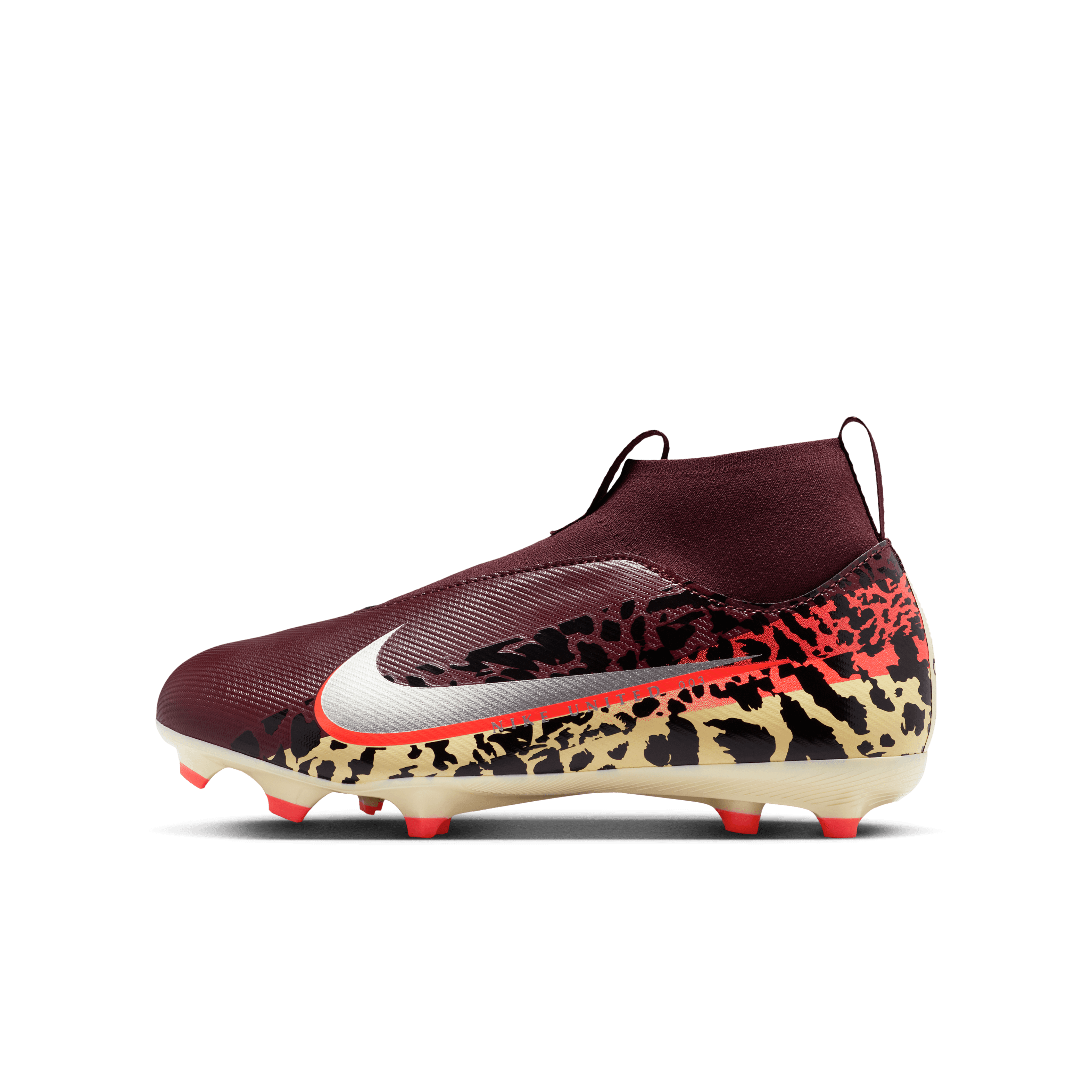 Nike United Jr. Mercurial Superfly 10 Academy-Burgundy /Red/Metallic Silver