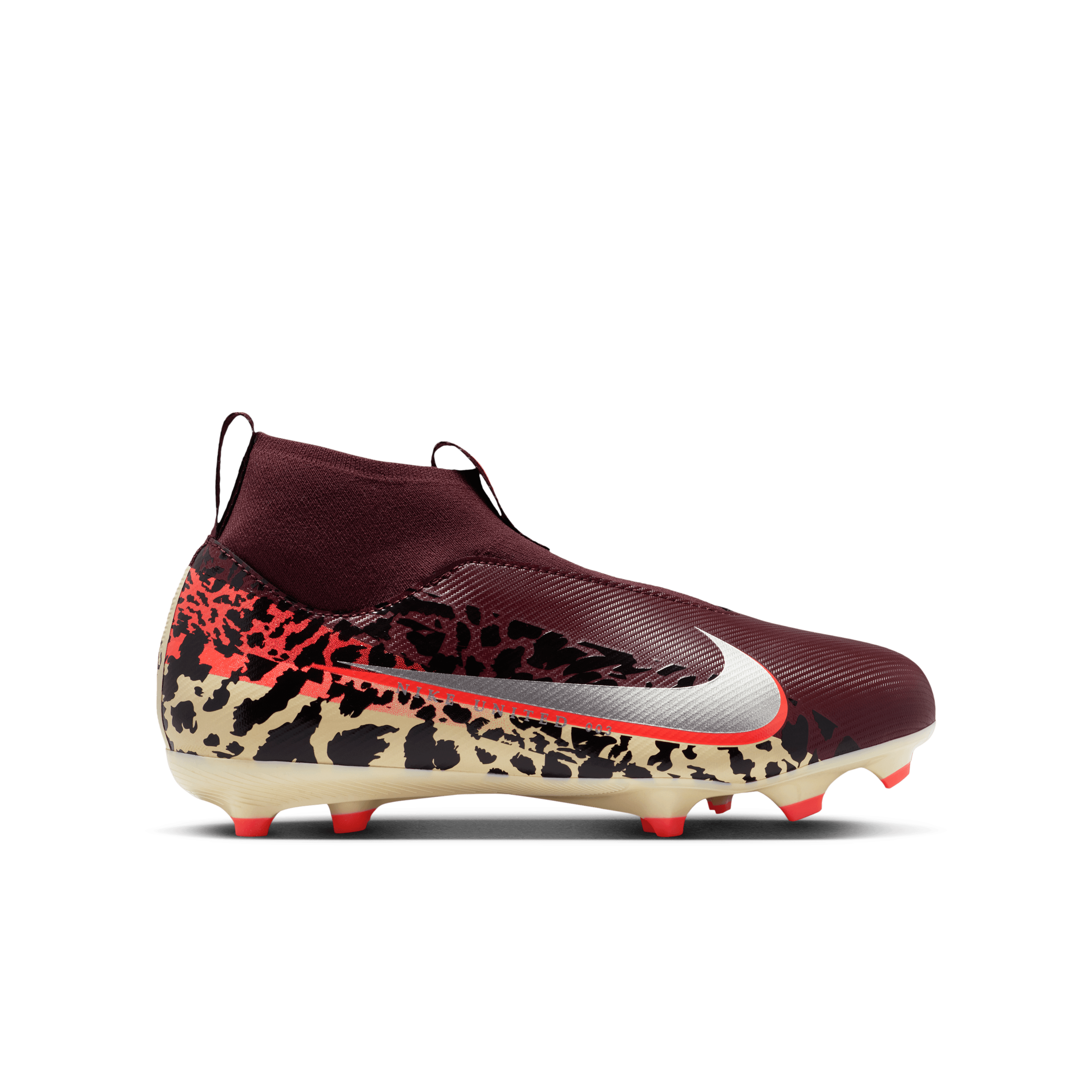 Nike United Jr. Mercurial Superfly 10 Academy-Burgundy /Red/Metallic Silver