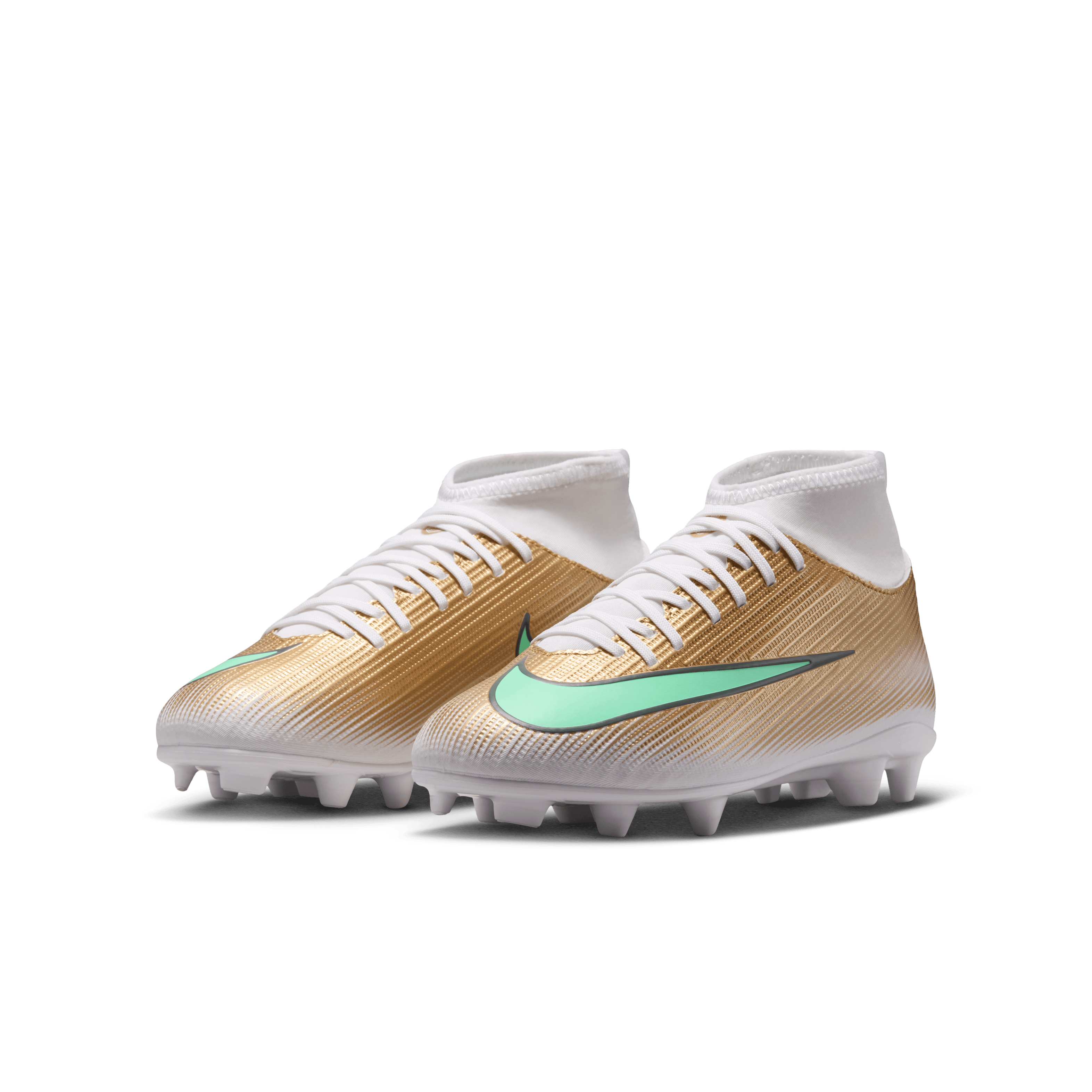 Nike Jr. Mercurial Superfly 11 Club "Kylian Mbappé" MG/FG-METALLIC GOLD/GREEN GLOW