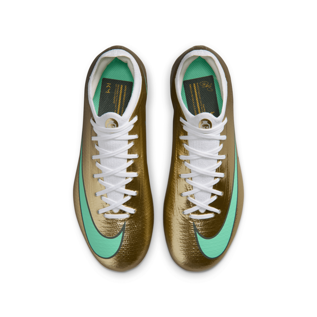 Nike Jr. Mercurial Vapor 17 Pro Kylian Mbappe FG Metallic Gold Green Glow top view