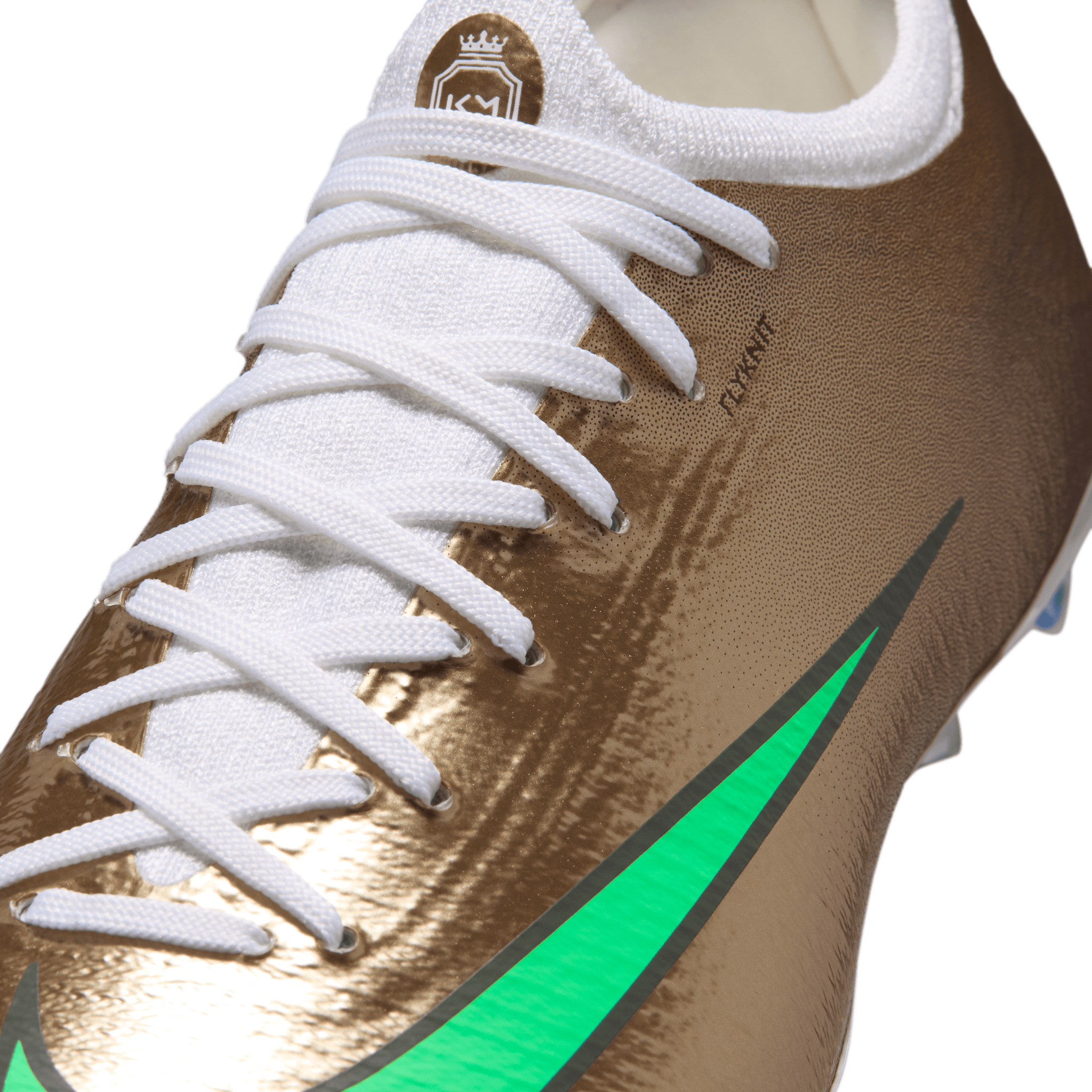 Nike Jr. Mercurial Vapor 17 Pro Kylian Mbappe FG Metallic Gold Green Glow detail view