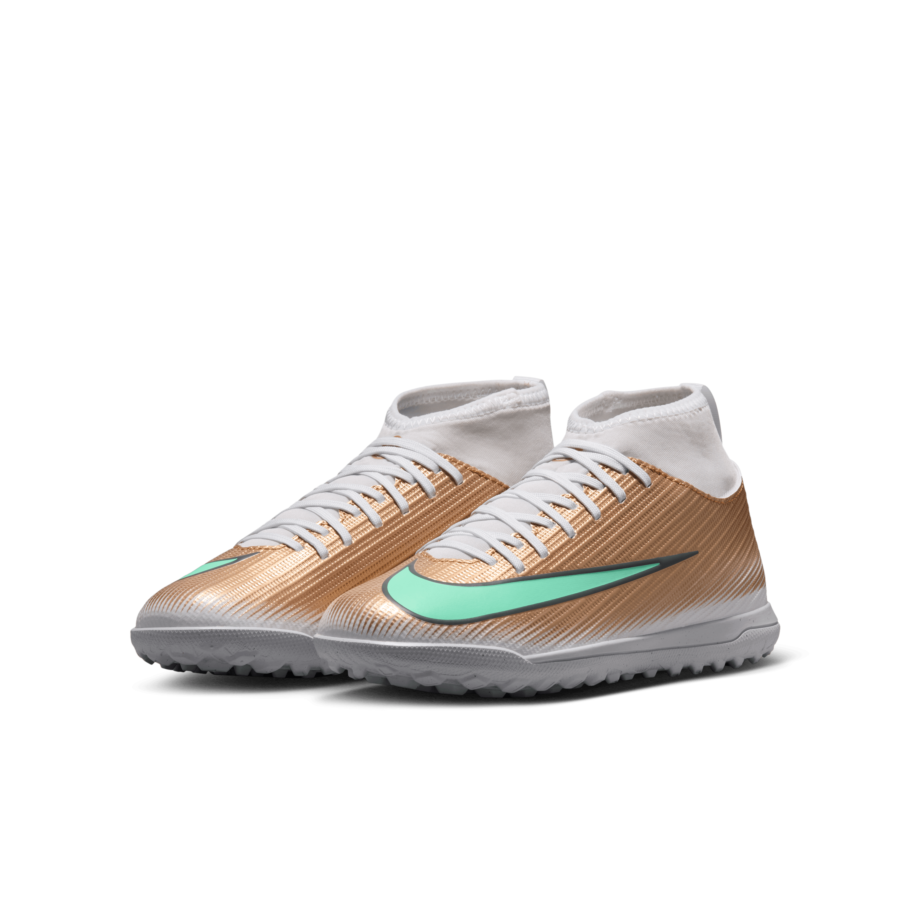 Nike Jr. Mercurial Superfly 11 Club "Kylian Mbappé" TF-METALLIC GOLD/GREEN GLOW